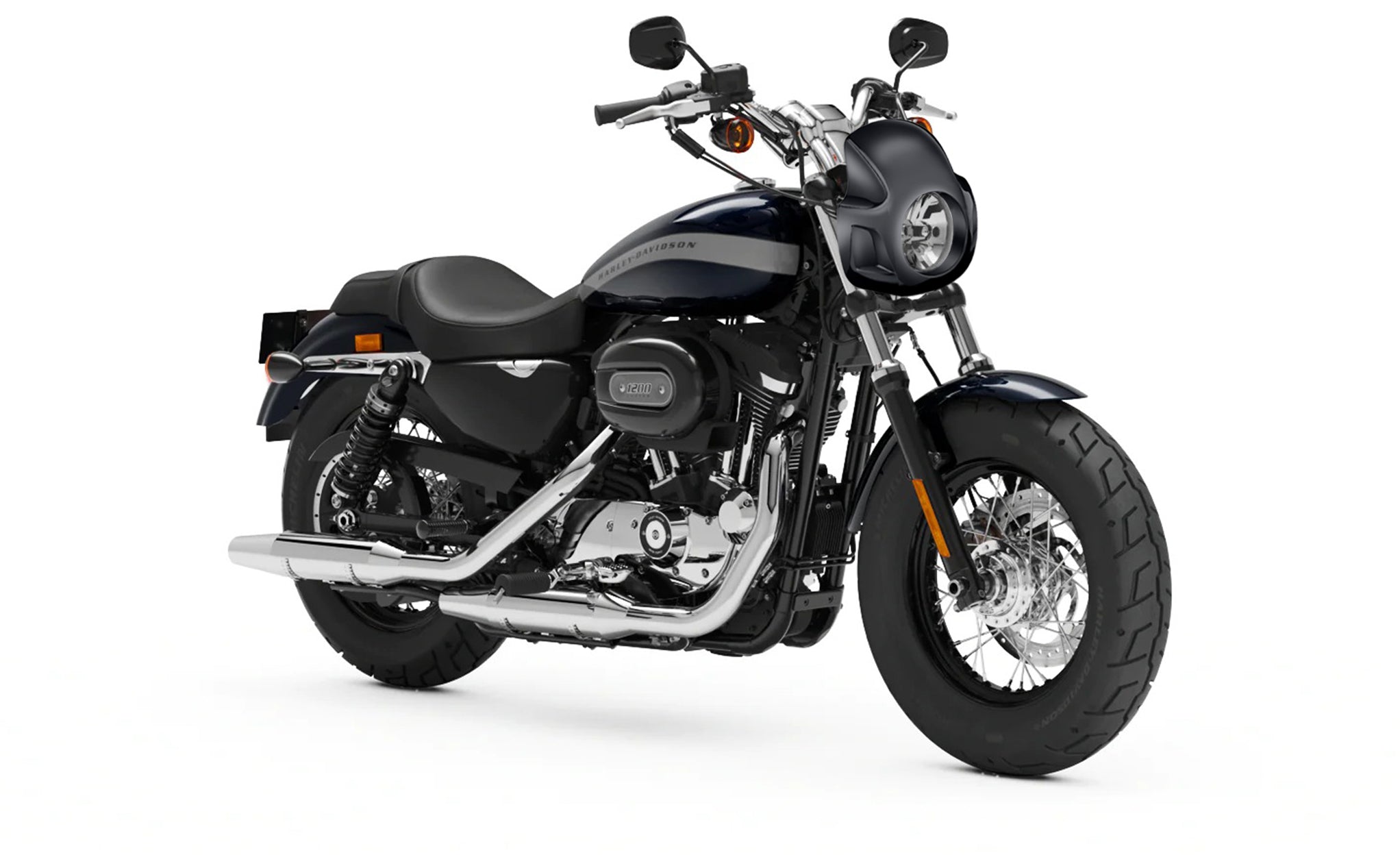 Viking Strider Sport Motorcycle Fairing For Harley Sportster 1200 Custom XL1200C Gloss Black Bag on Bike View @expand
