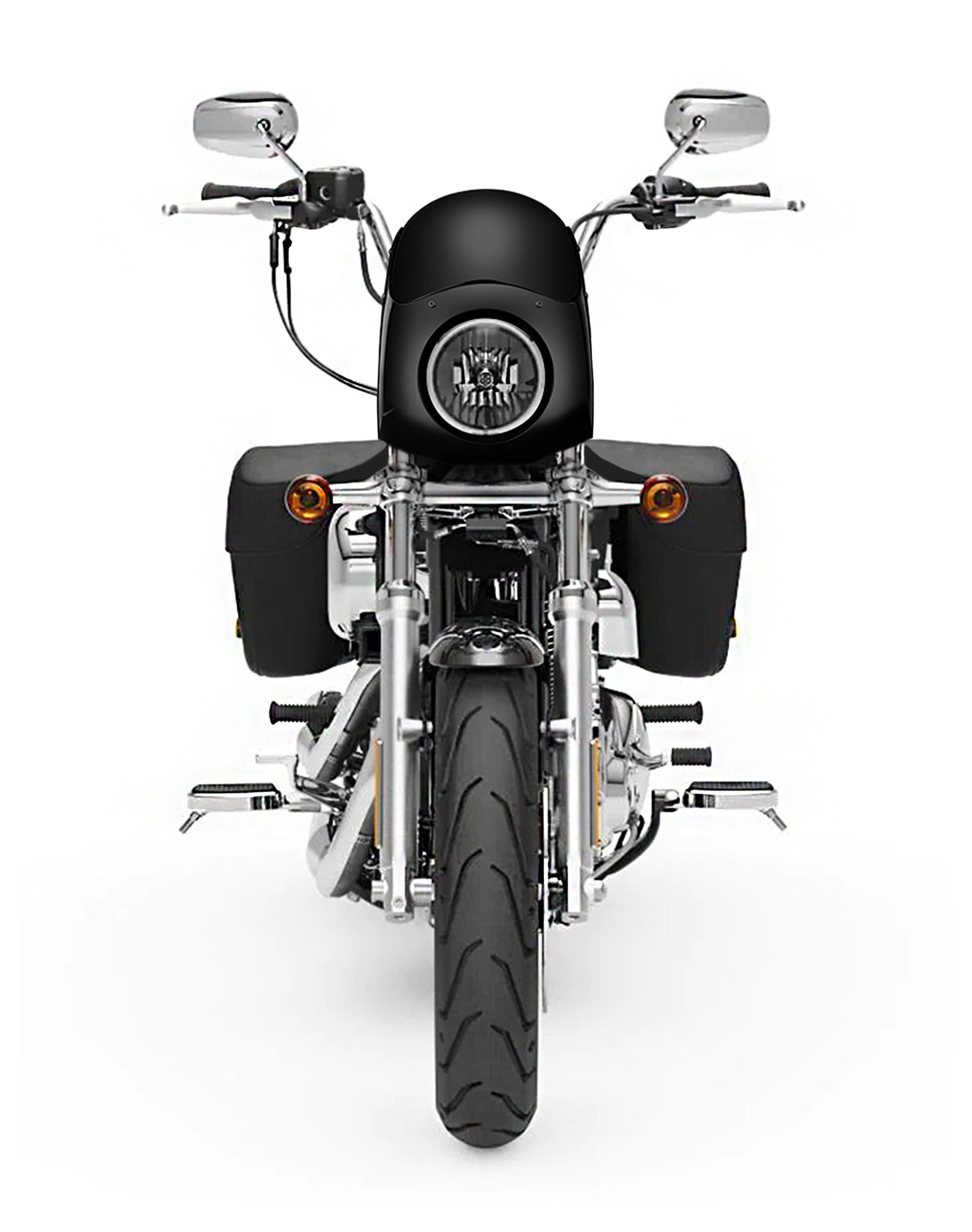 Viking Bronco Motorcycle Fairing For Harley Sportster Super Low 1200T Gloss Black Fairing From Front