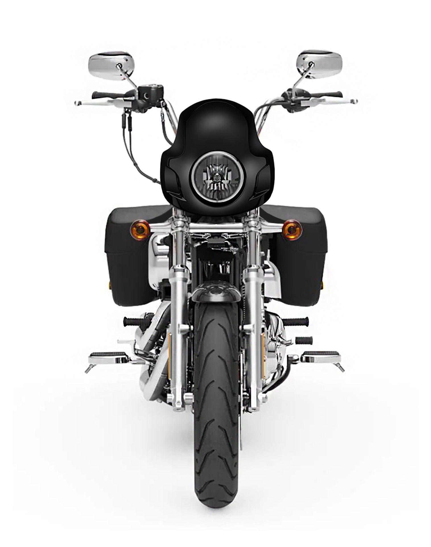 Viking Strider Sport Motorcycle Fairing For Harley Sportster Super Low 1200T Gloss Black Fairing From Front