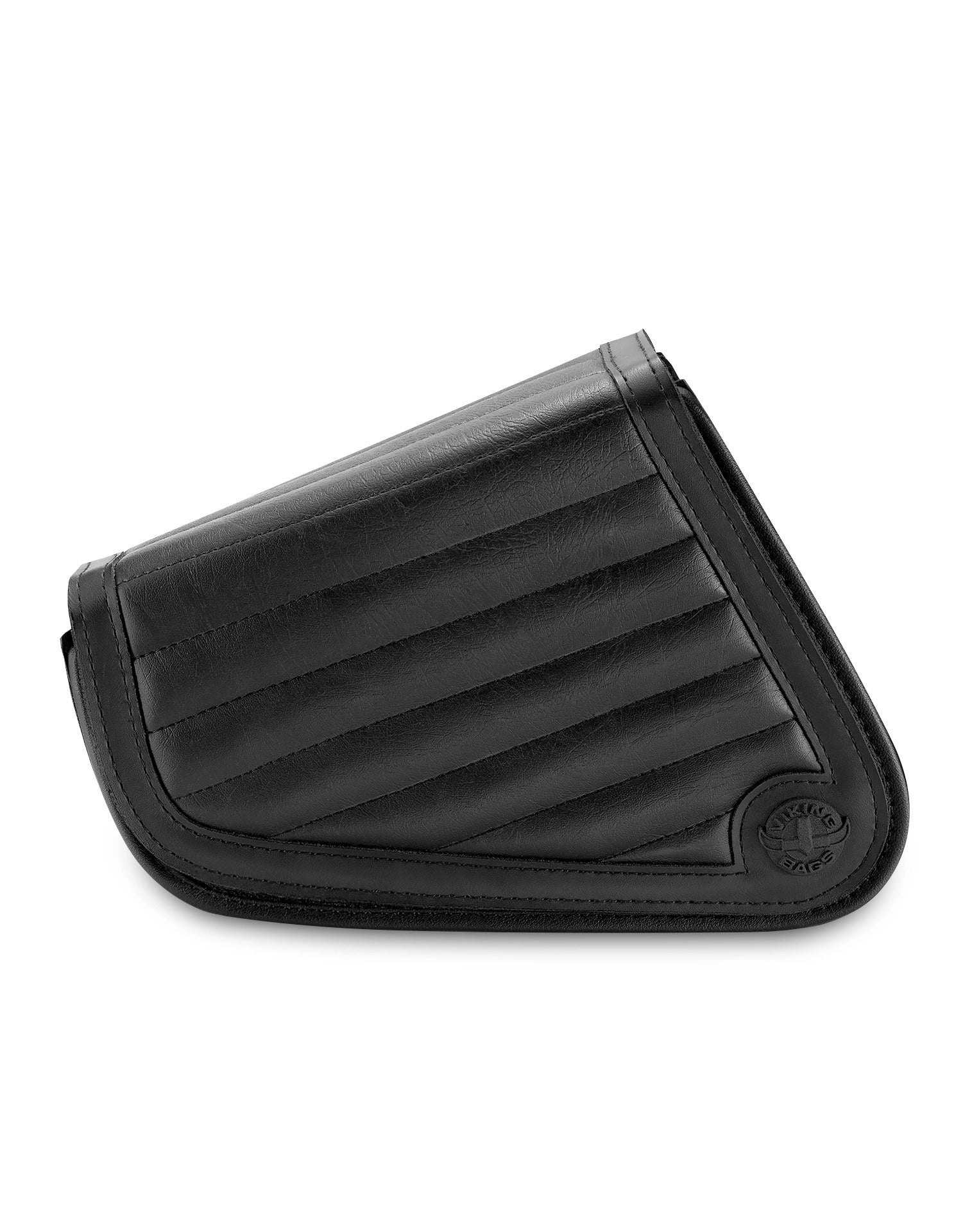 Viking Iron Born Horizontal Stitch Leather Motorcycle Swing Arm Bag for Harley Davidson Sportster Front View
