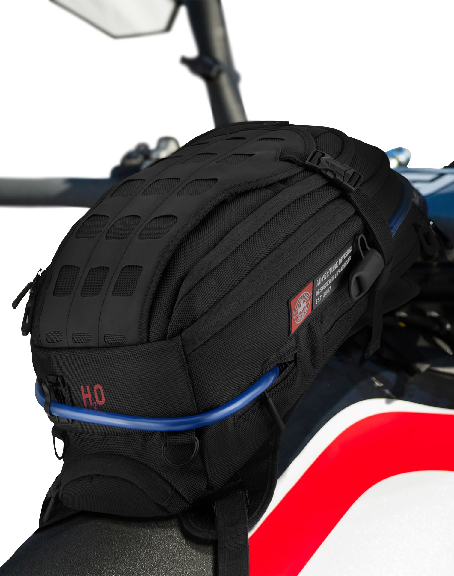 Viking Apex ADV Touring Tank Bag With Hydration Pack on Tank