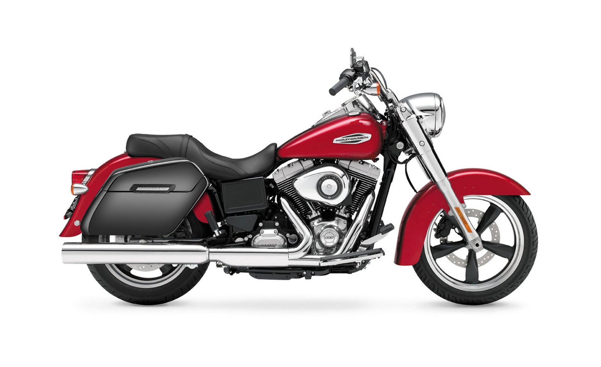 38L - Baldur Extra Large Shock Cut-Out Painted Motorcycle Hard Saddlebags for Harley Dyna Switchback FLD Bag on Bike @expand