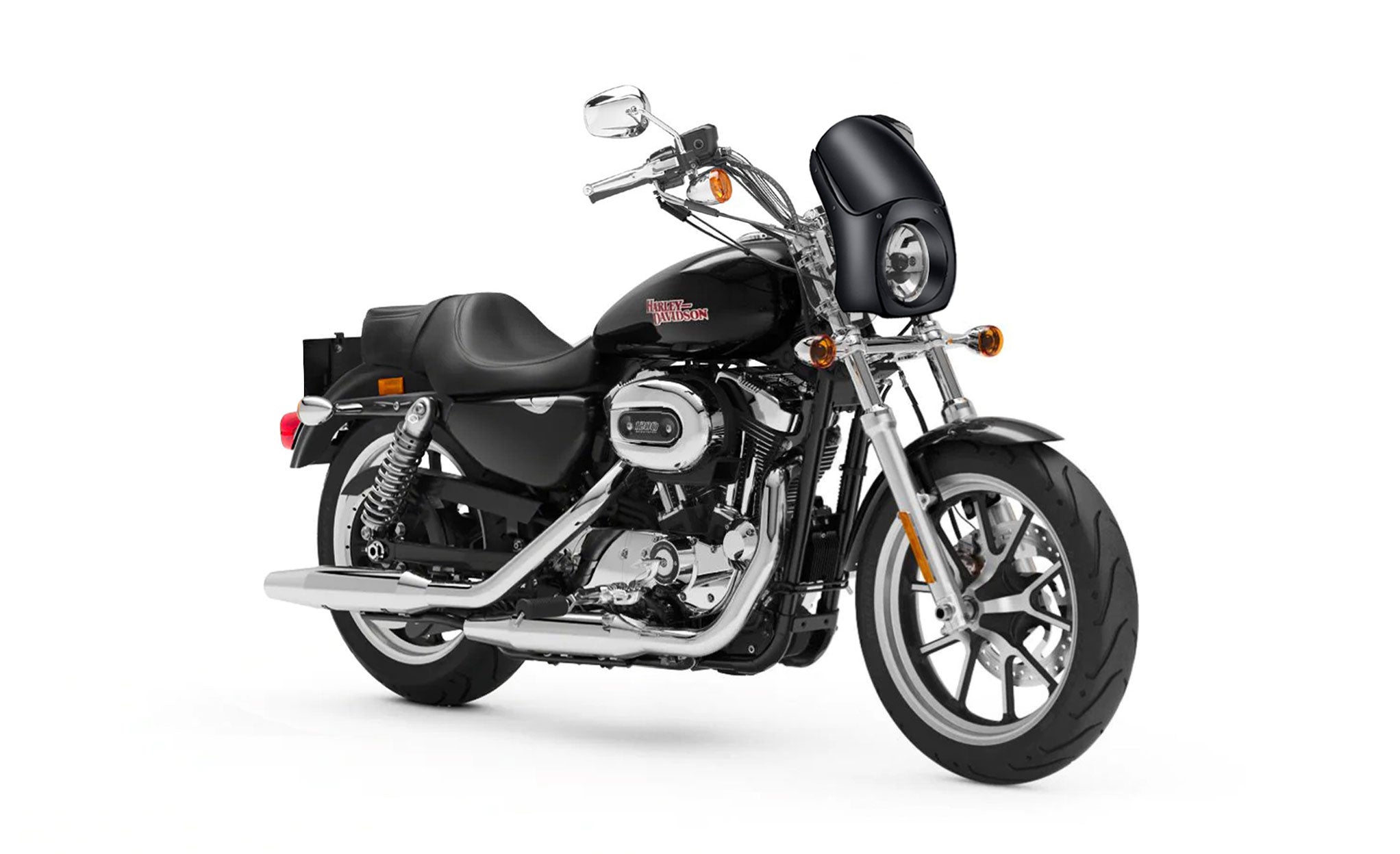 Viking Bronco Motorcycle Fairing For Harley Sportster Super Low 1200T Gloss Black Fairing on Bike View @expand