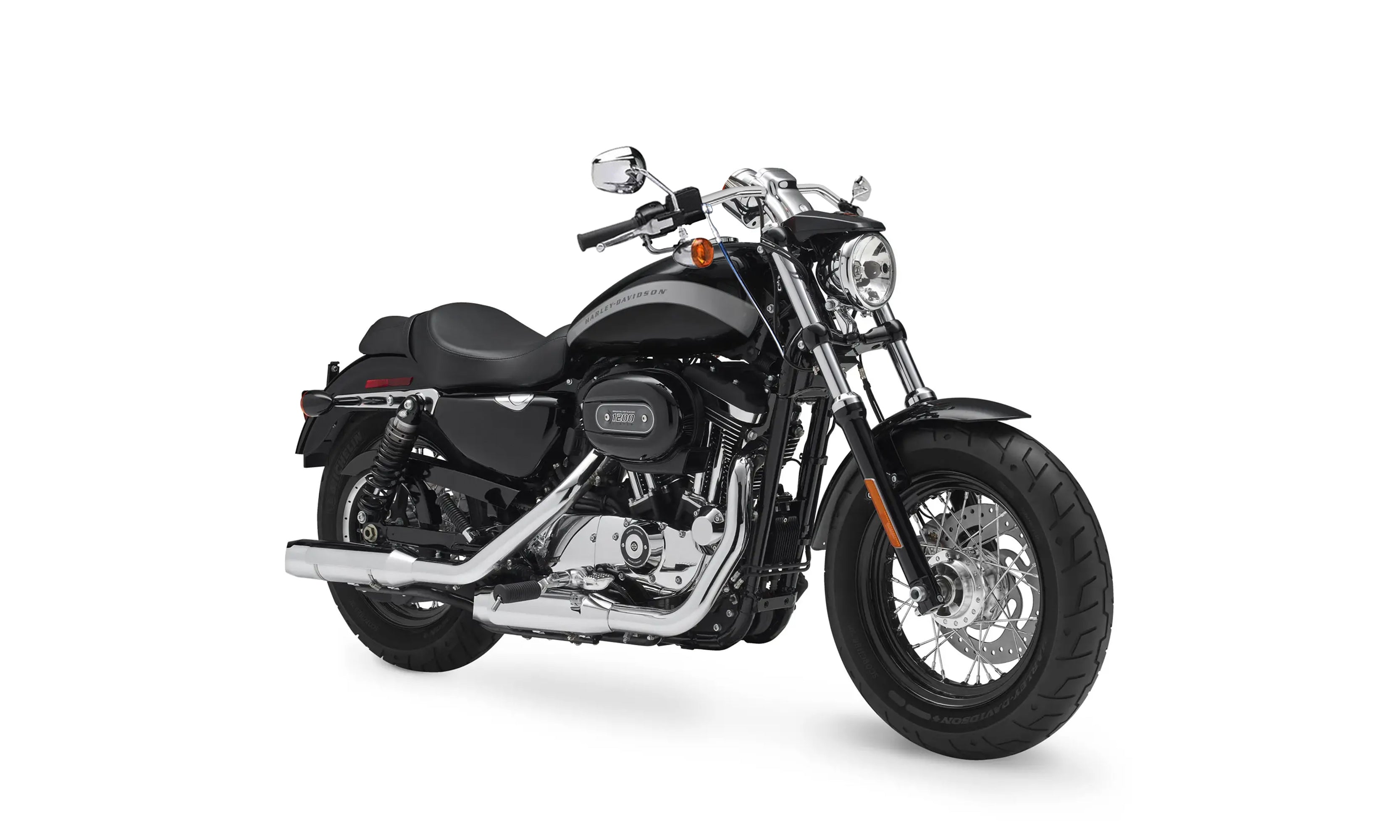Viking Iron Born Drag Handlebar For Harley Sportster 1200 Custom XL1200C Chrome Handlebar on Bike @expand