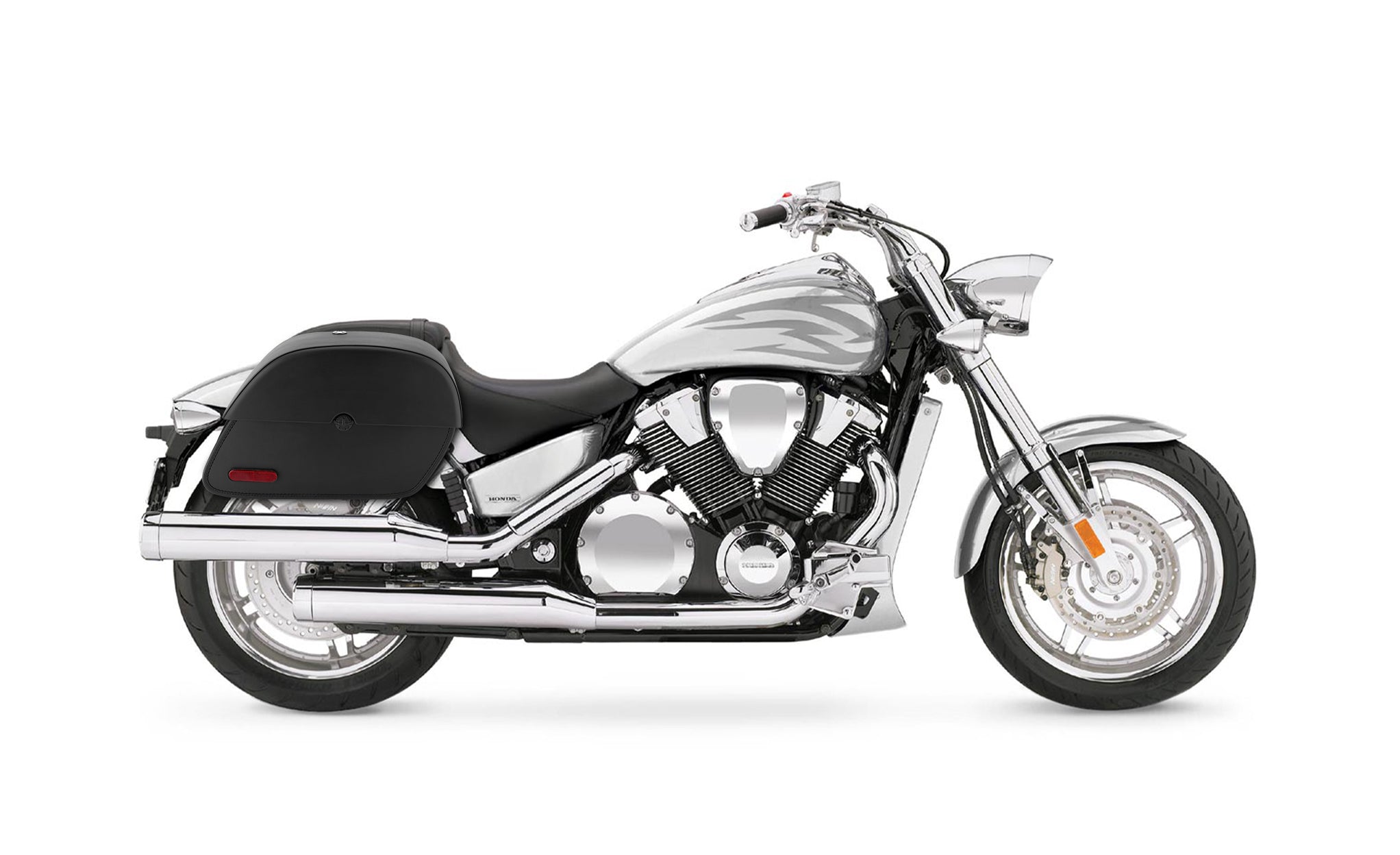 Viking Panzer Medium Honda Vtx 1800 F Leather Motorcycle Saddlebags Engineering Excellence with Bag on Bike @expand