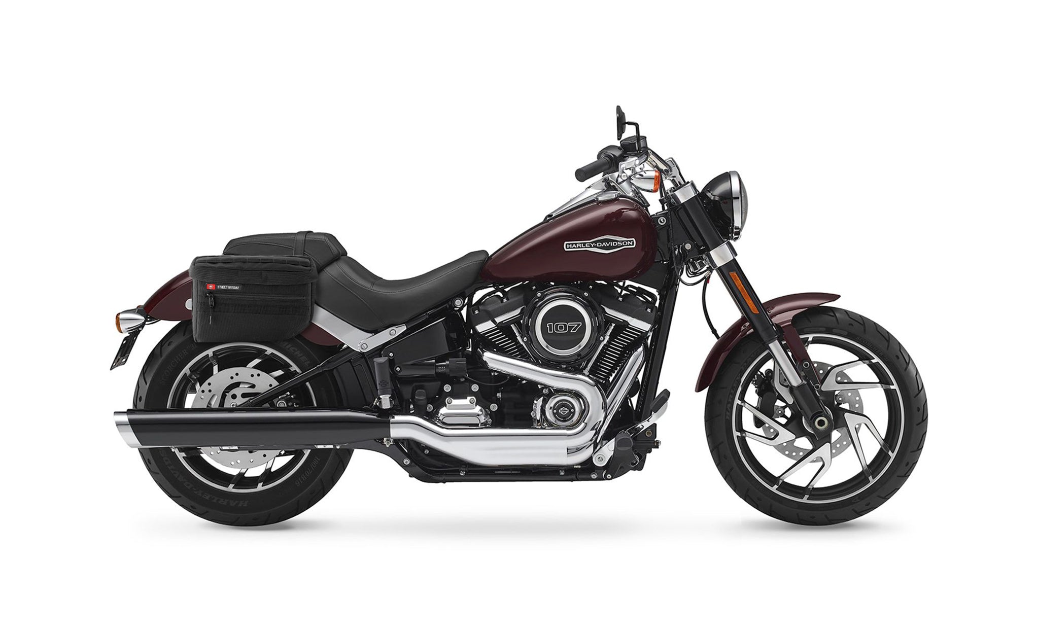 18L - Patriot Large Motorcycle Throw Over Saddlebags for Harley Softail Sport Glide FLSB Bag on Bike @expand