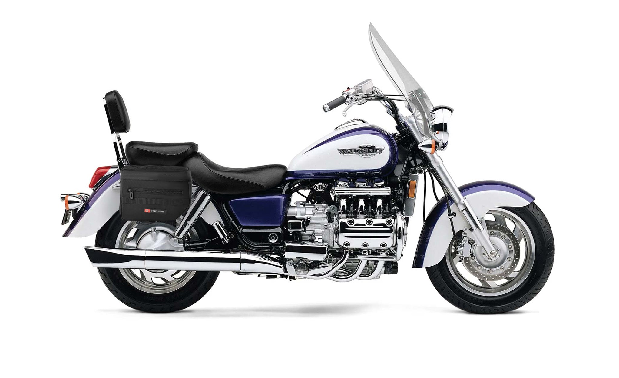 8L - Patriot Small Honda 1500 Valkyrie Tourer Throw Over Saddlebags Bag on Bike @expand