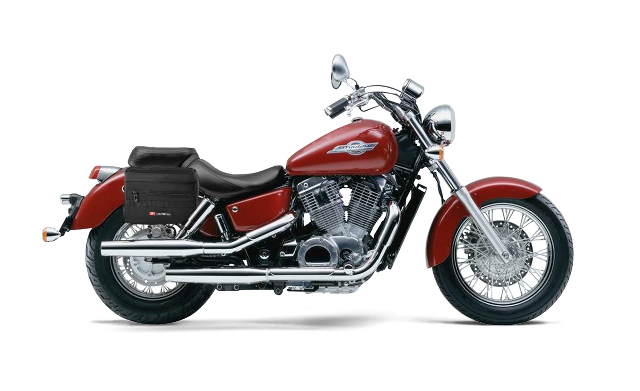 8L - Patriot Small Honda Shadow 1100 Ace Throw Over Saddlebags Bag on Bike @expand