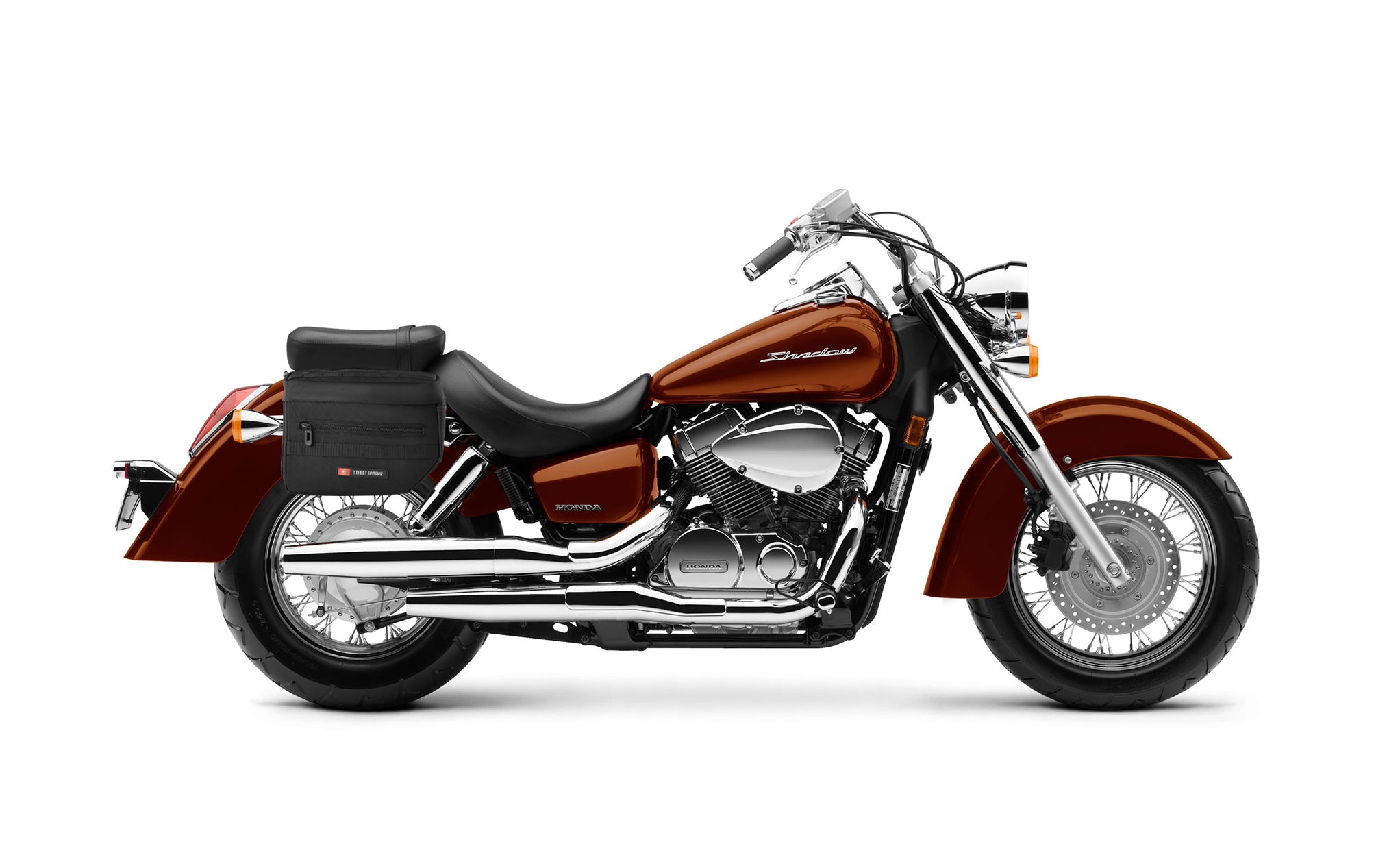 8L - Patriot Small Honda Shadow 1100 Aero Throw Over Saddlebags Bag on Bike @expand