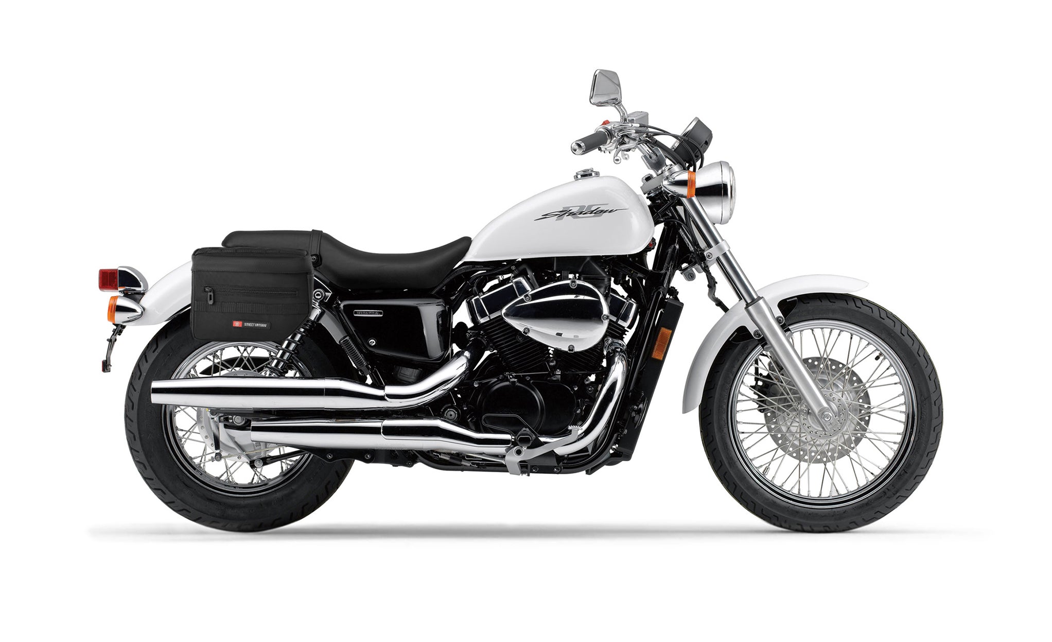 8L - Patriot Small Honda Shadow 750 RS Throw Over Saddlebags Bag on Bike @expand
