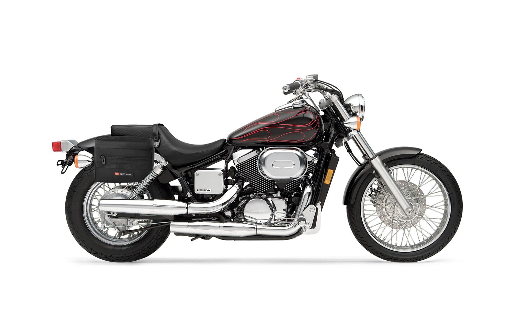 8L - Patriot Small Honda Shadow 750 Spirit DC Throw Over Saddlebags Bag on Bike @expand