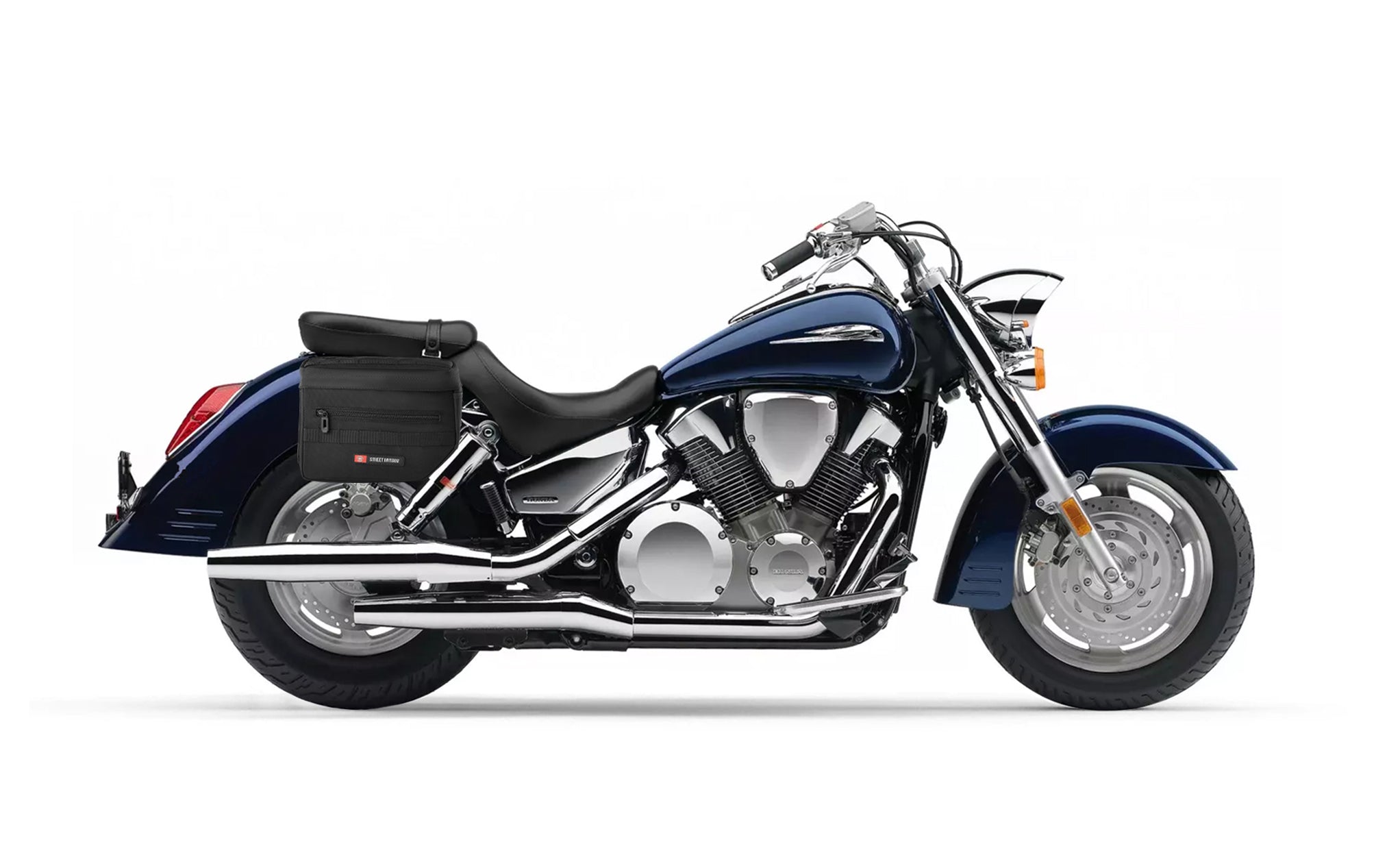 8L - Patriot Small Honda VTX 1300 R (Retro) Throw Over Saddlebags Bag on Bike @expand