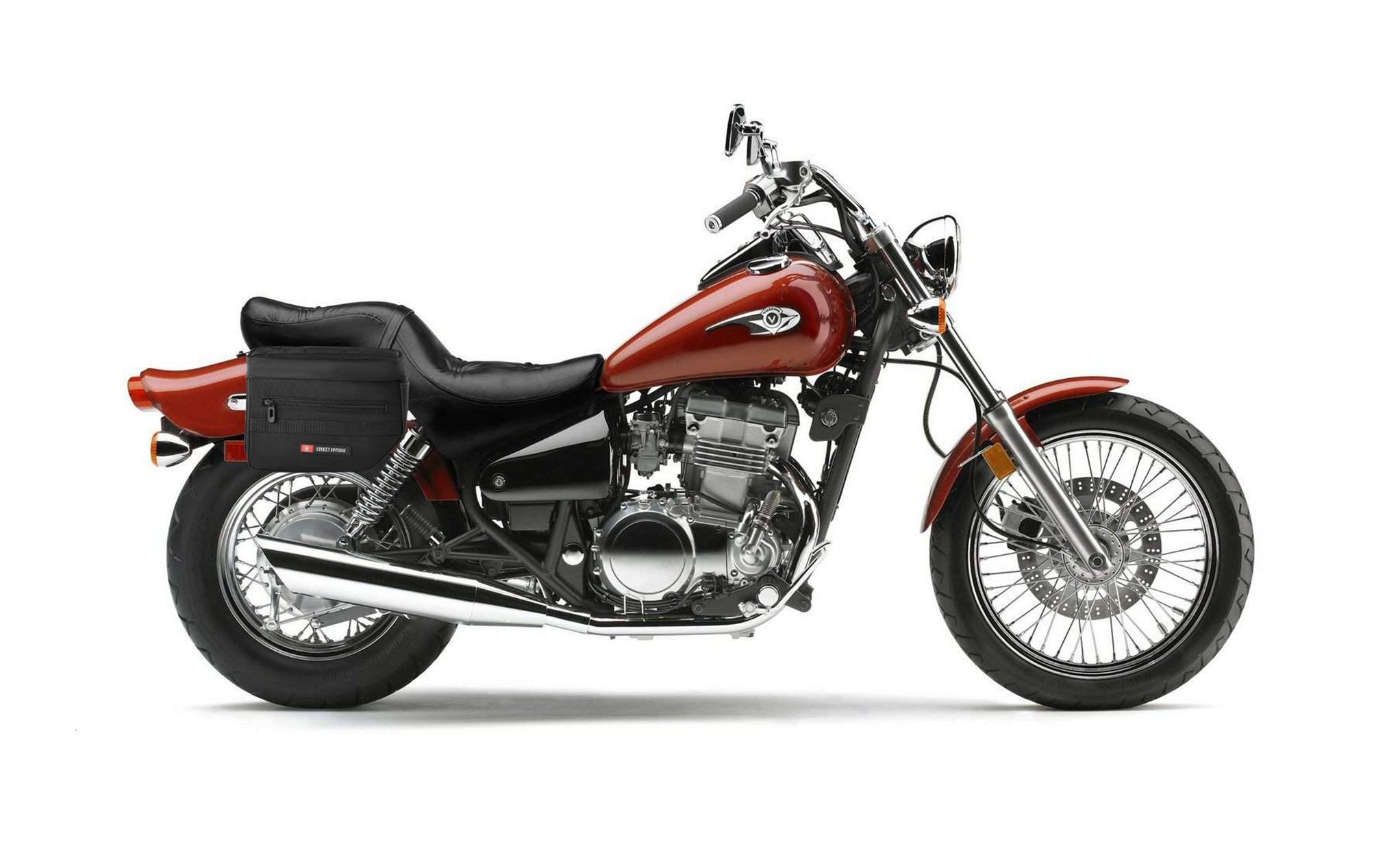 8L - Patriot Small Kawasaki Vulcan 500 EN500 Throw Over Saddlebags Bag on Bike @expand