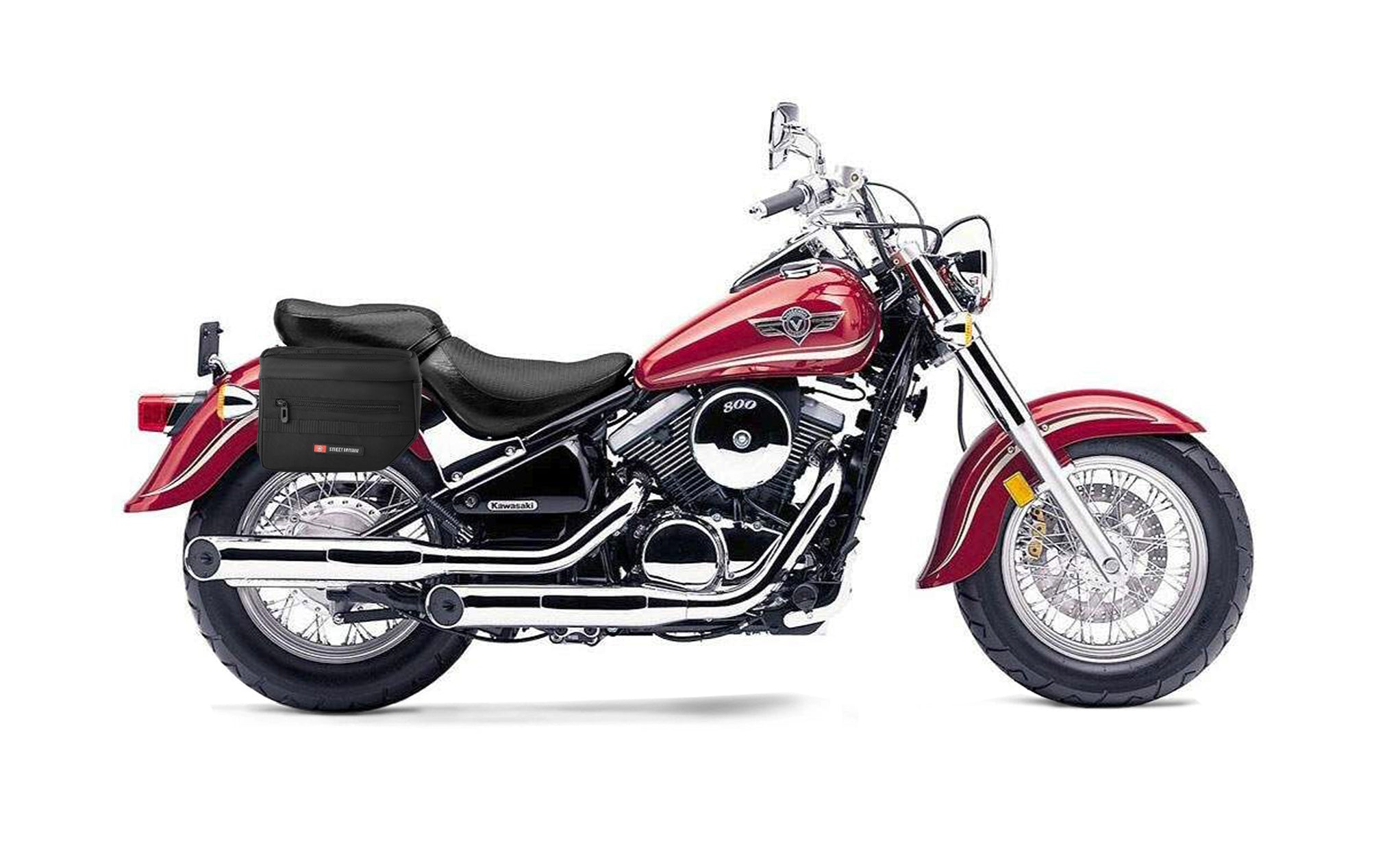 8L - Patriot Small Kawasaki Vulcan 800 Classic Throw Over Saddlebags Bag on Bike @expand