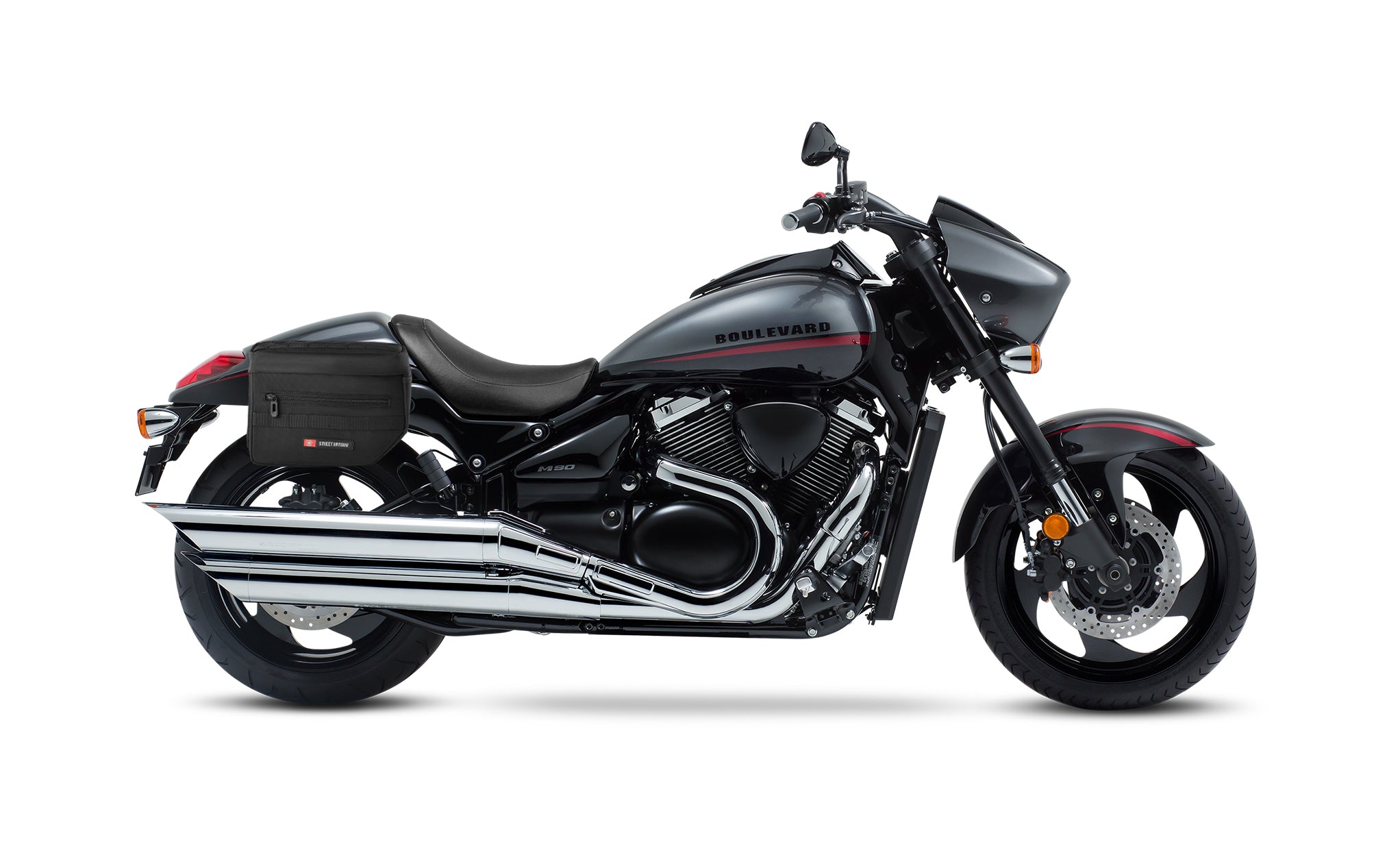 8L - Patriot Small Suzuki Boulevard M90 VZ1500 Throw Over Saddlebags Bag on Bike @expand