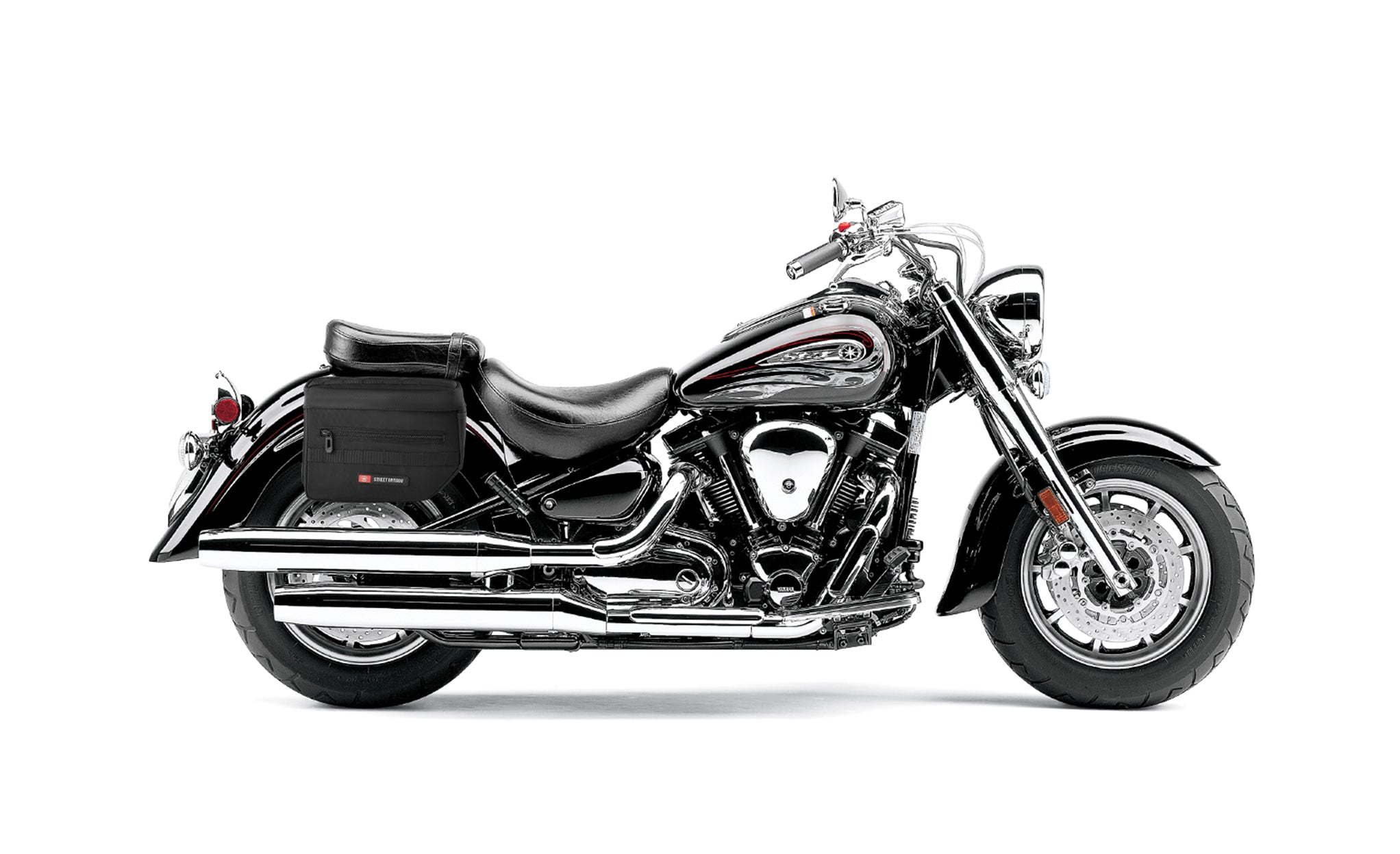 8L - Patriot Small Yamaha Road Star S Midnight Throw Over Saddlebags Bag on Bike @expand