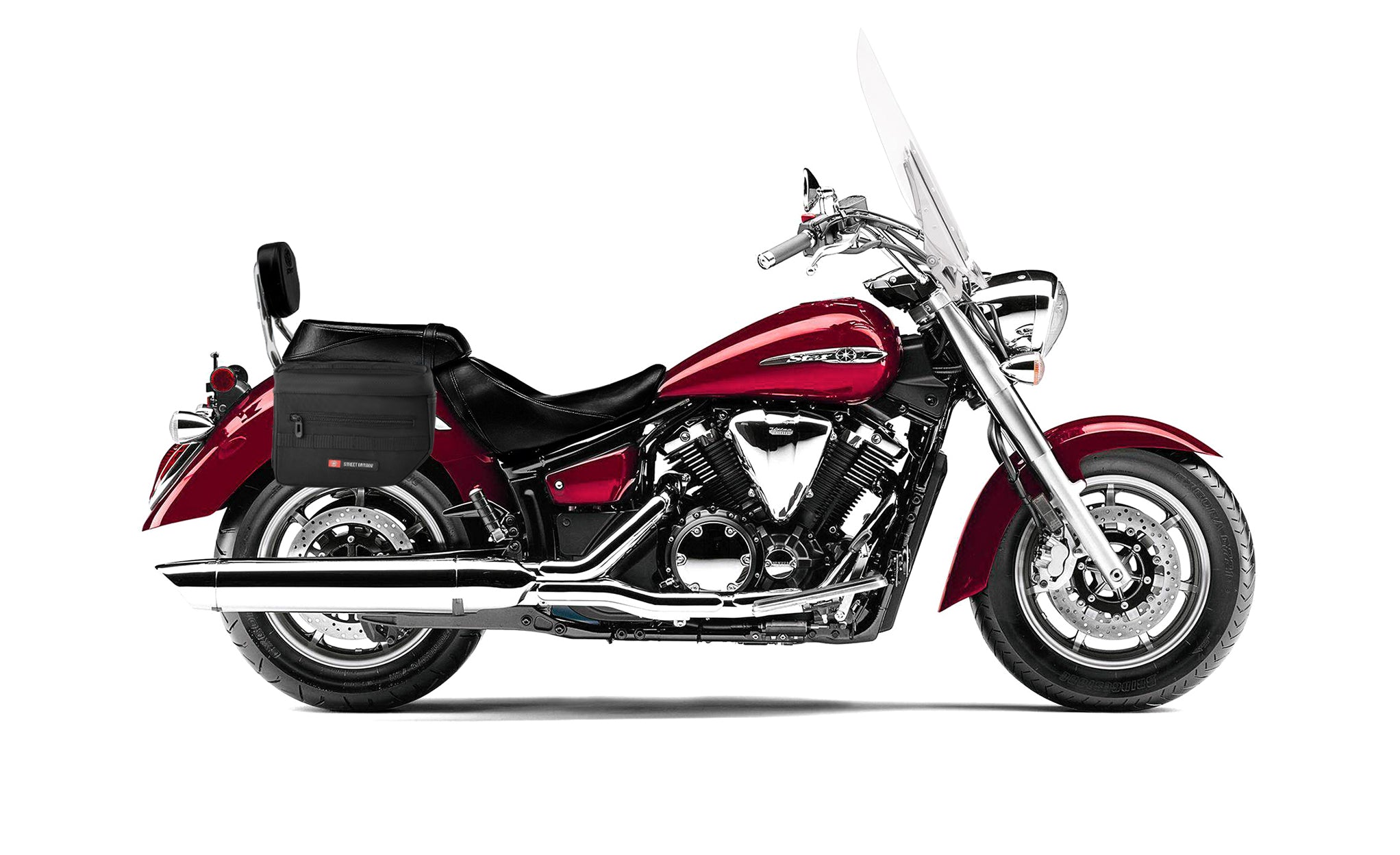 8L - Patriot Small Yamaha V Star 1300 Tourer Throw Over Saddlebags Bag on Bike @expand