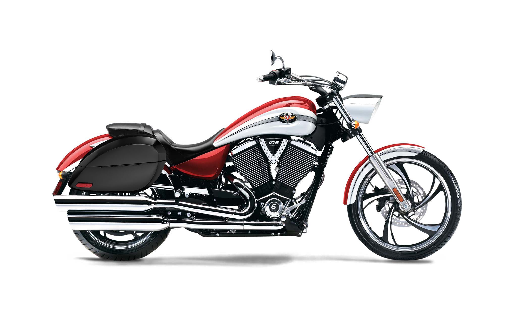 Viking Phantom Large Victory Vegas Painted Motorcycle Hard Saddlebags Engineering Excellence with Bag on Bike @expand
