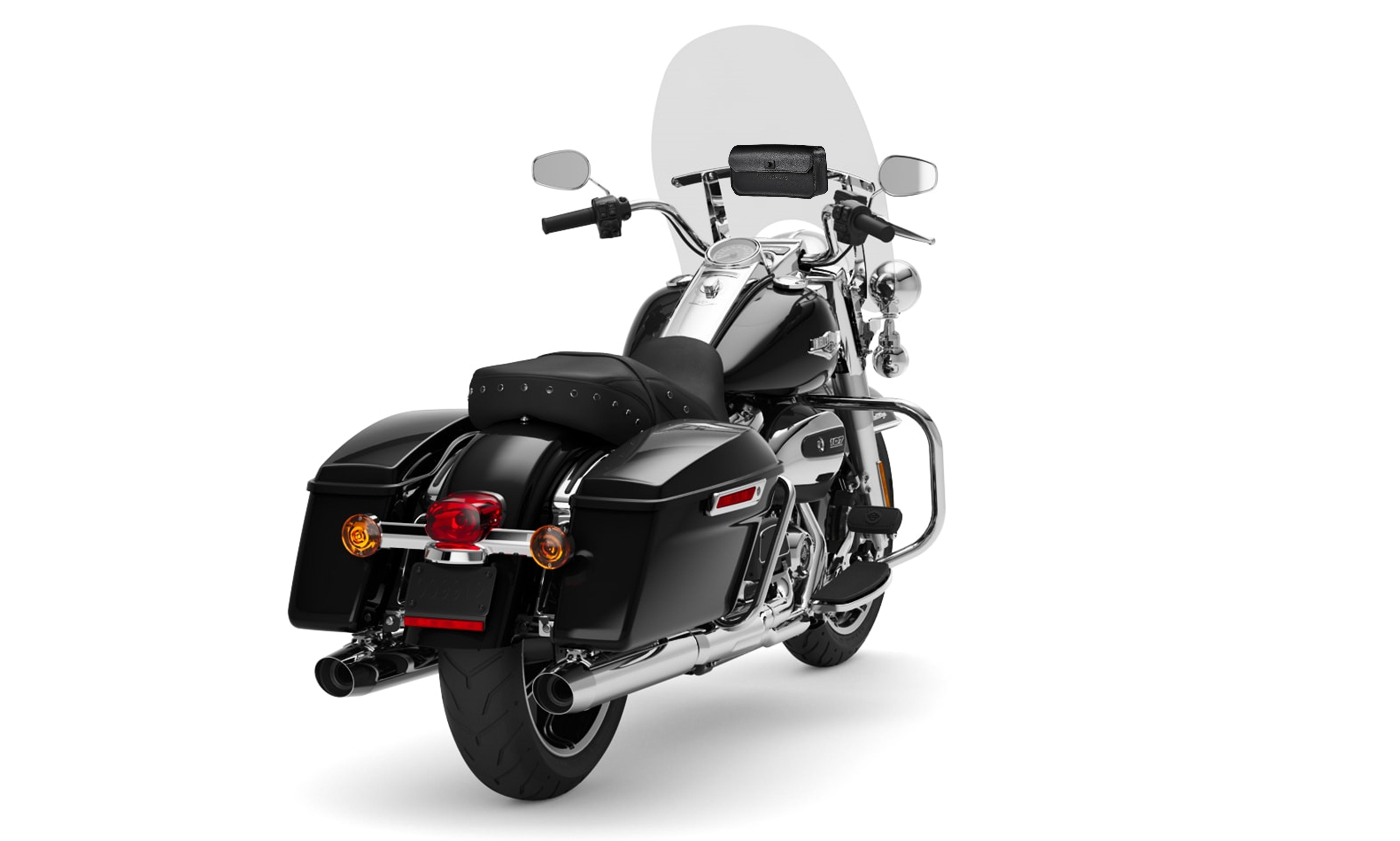 Viking Premium Universal Motorcycle Windshield Bag on Bike @expand