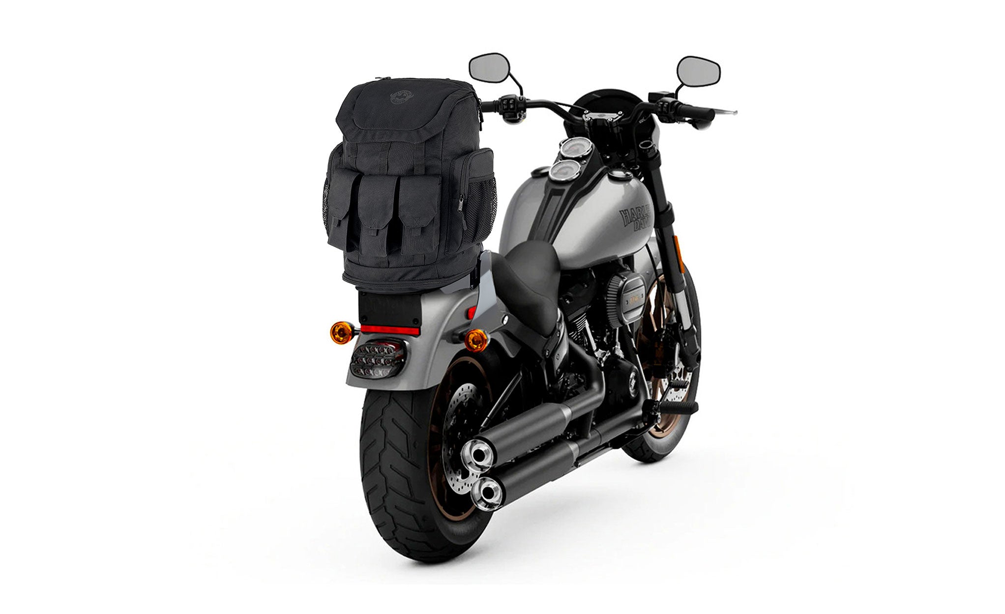 Viking Trident XL Triumph Motorcycle Backpack Bag on Bike View @expand