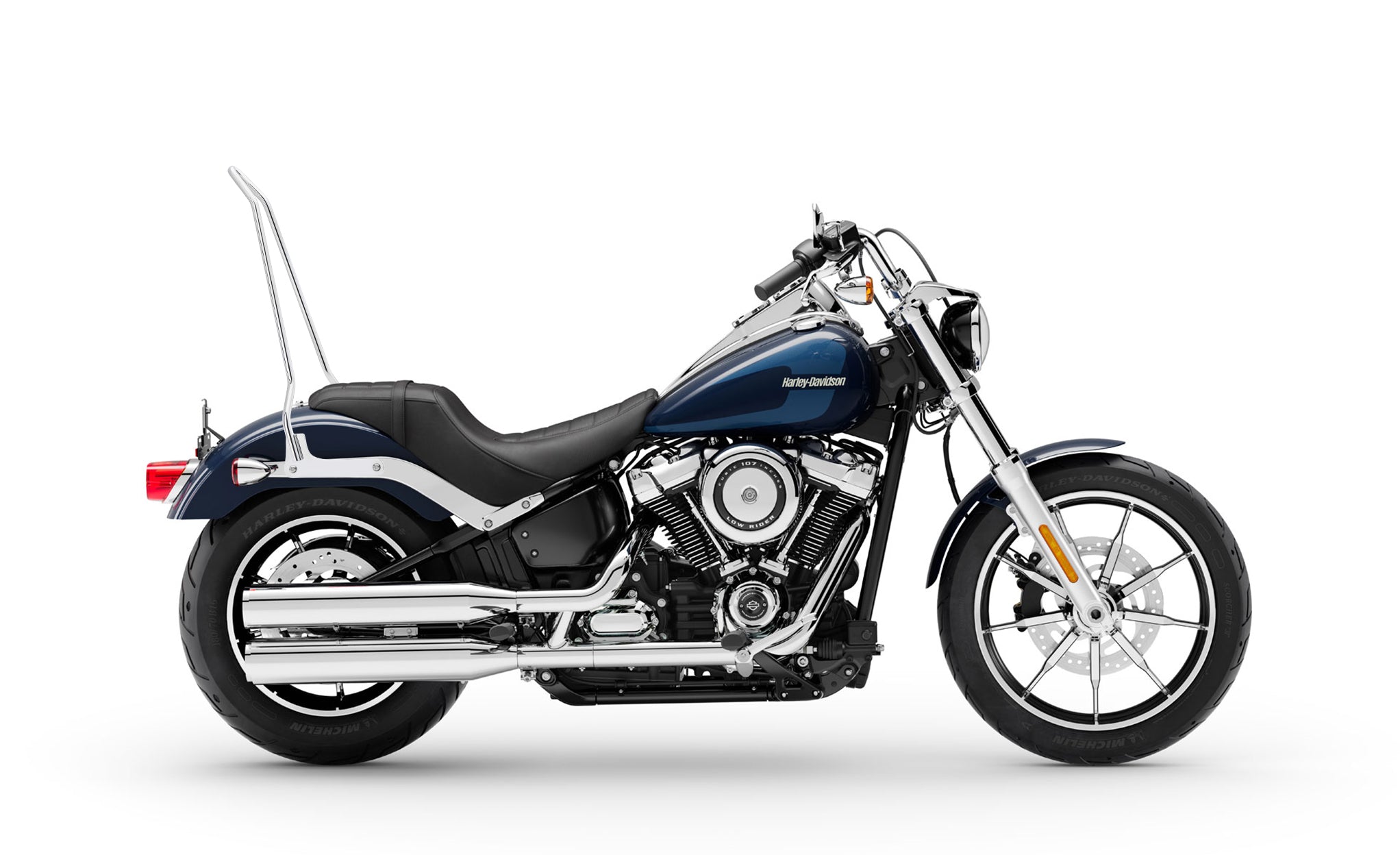 Iron Born Blade 25" Sissy Bar for Harley Softail Low Rider Chrome Bag on Bike View @expand