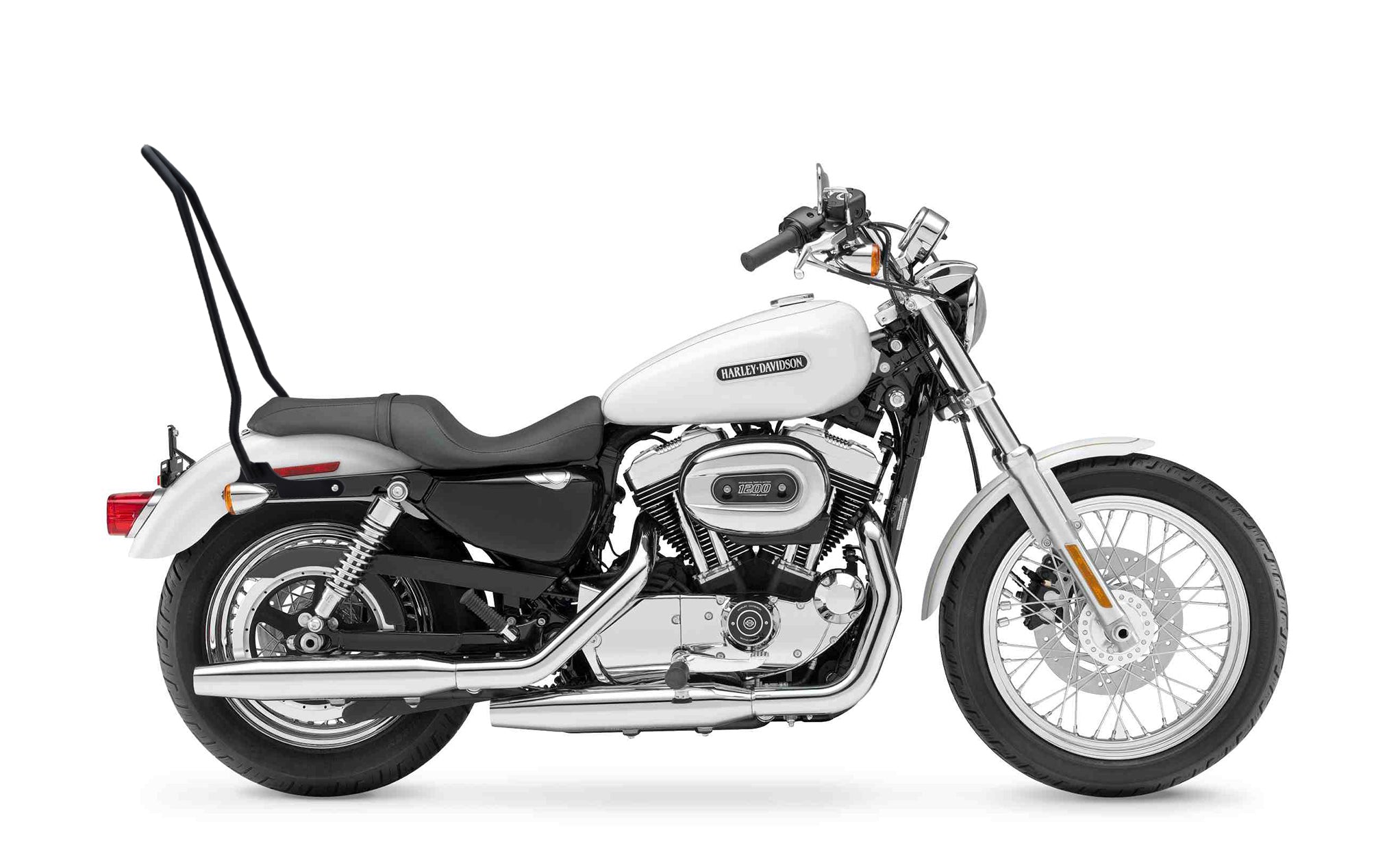 Iron Born Blade 25" Sissy Bar for Harley Sportster 1200 Low XL1200L Matte Black Bag on Bike View @expand