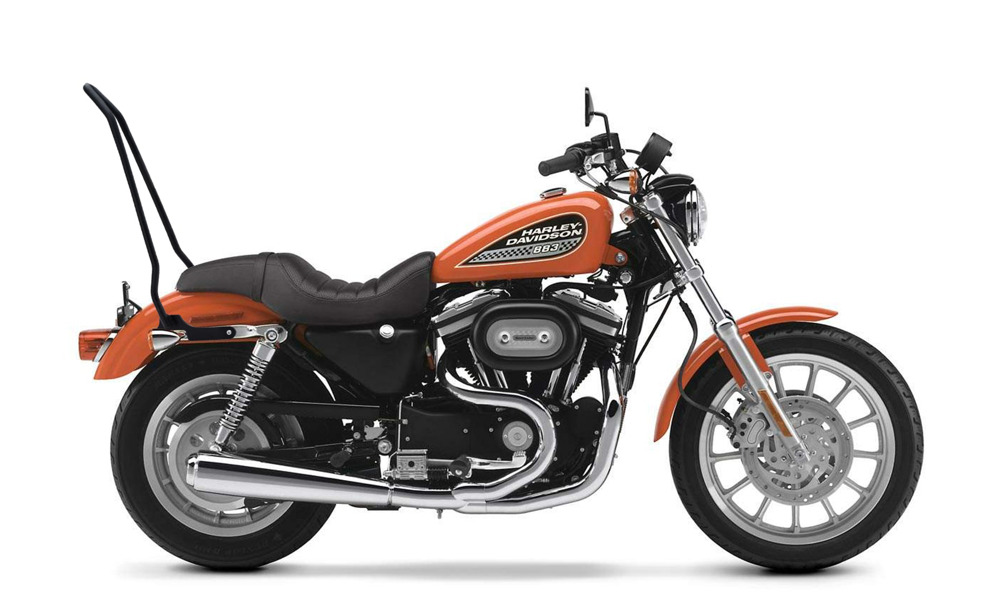 Iron Born Blade 25" Sissy Bar for Harley Sportster 883 Low XL883L Matte Black Bag on Bike View @expand