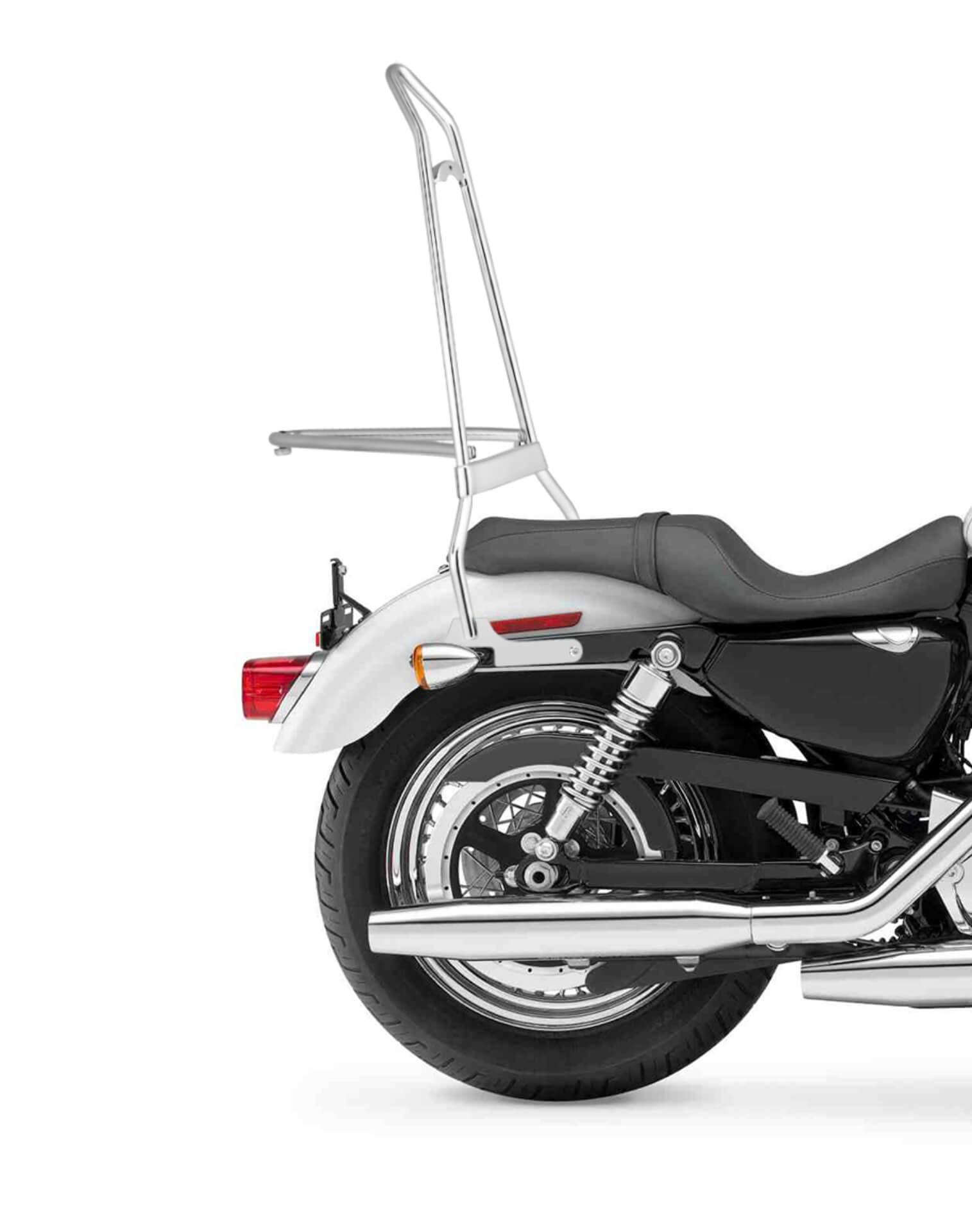 Iron Born Blade 25" Sissy Bar with Foldable Luggage Rack for Harley Sportster 1200 Low XL1200L Chrome Close Up View