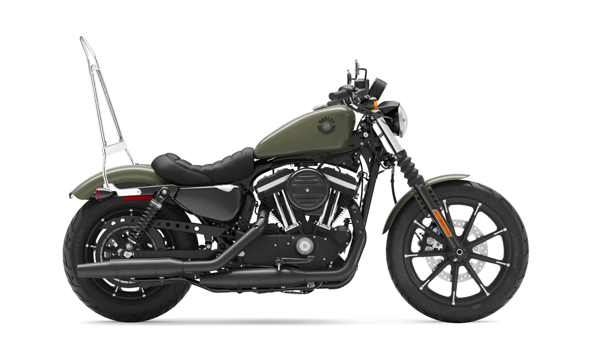 Iron Born Blade 25" Sissy Bar with Foldable Luggage Rack for Harley Sportster 883 Iron XL883N Chrome Bag on Bike View @expand