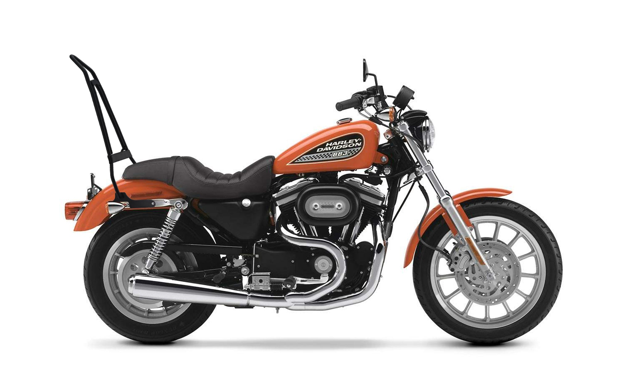 Iron Born Sissy Bar with Foldable Luggage Rack for Harley Sportster 883 Low XL883L Matte Black Luggage Rack on Bike View @expand