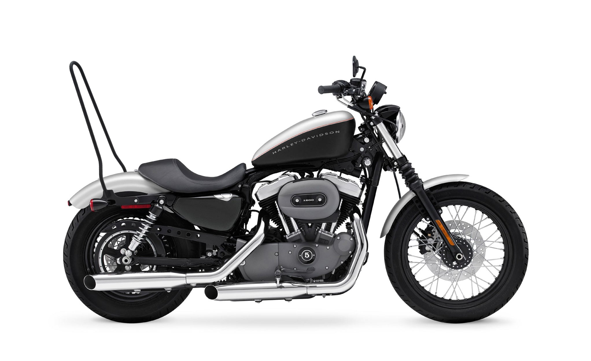 Iron Born Standard 25" Sissy Bar for Harley Sportster 1200 Nightster XL1200N Matte Black Bag on Bike View @expand