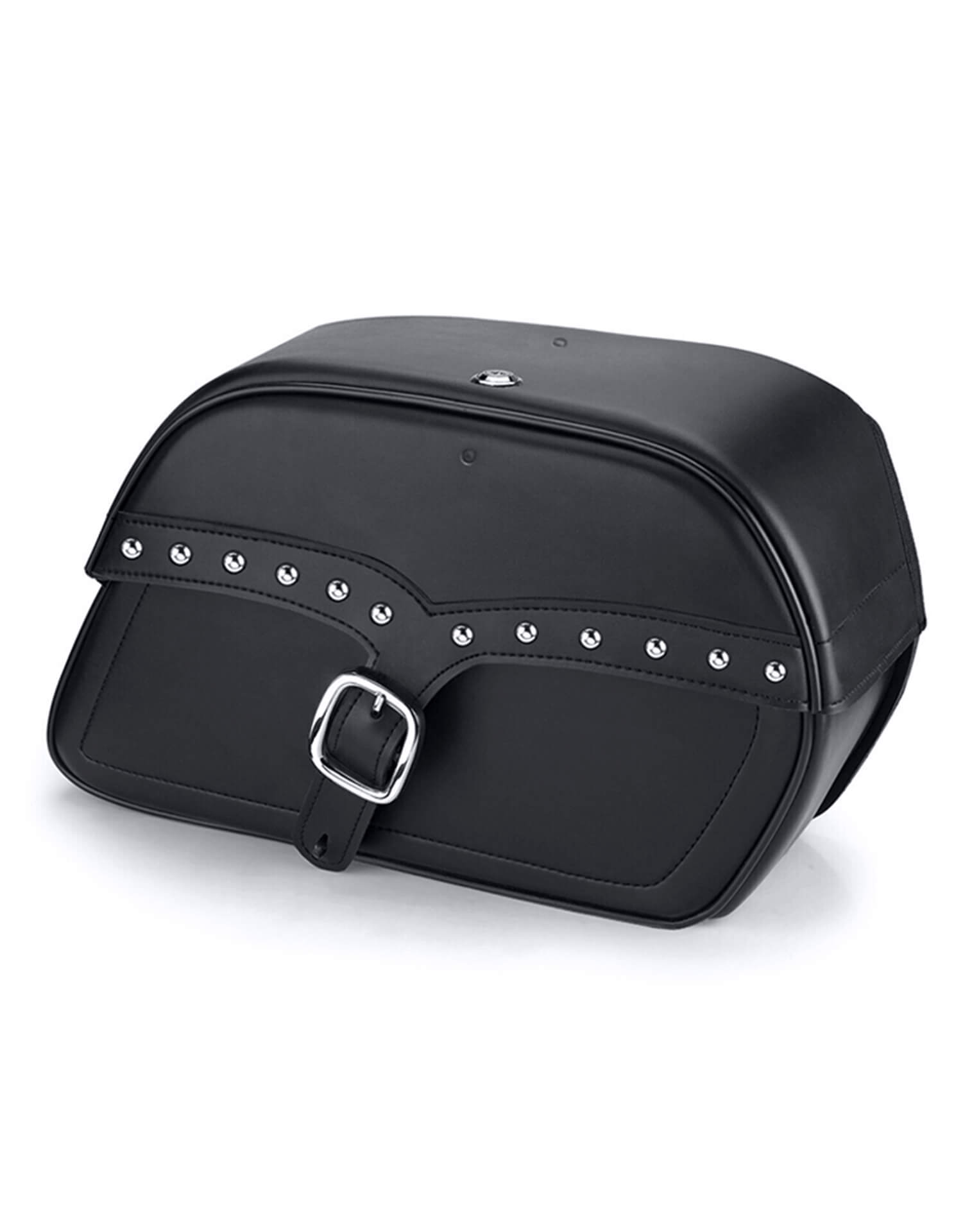 Viking Vintage Single Strap Large Leather Studded Motorcycle Saddlebags For Harley Softail Low Rider S Fxlrs Main View