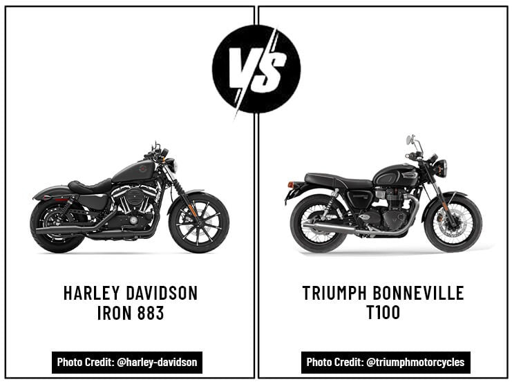 Harley Davidson Sportster Iron 883 vs. Triumph Bonneville T100
