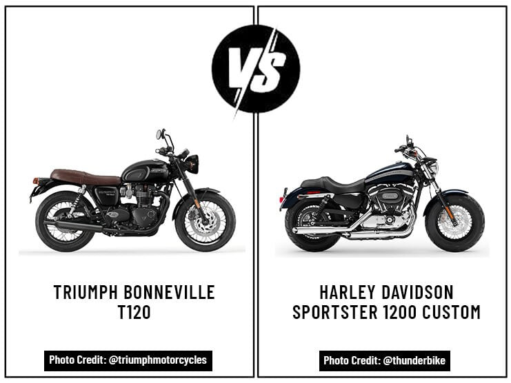 Triumph Bonneville T120 vs. Harley Sportster Davidson 1200 Custom