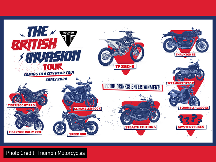 Triumph Motorcycles America Announces 20-City British Invasion Tour in January 2024