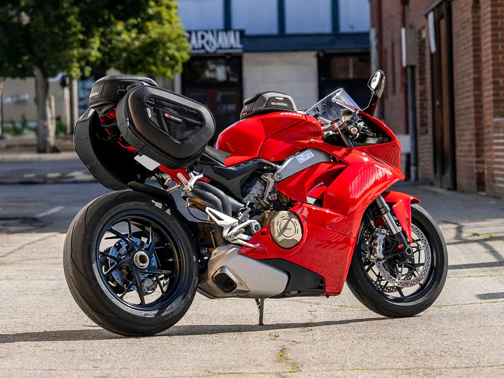Saddlebags on a sport bike