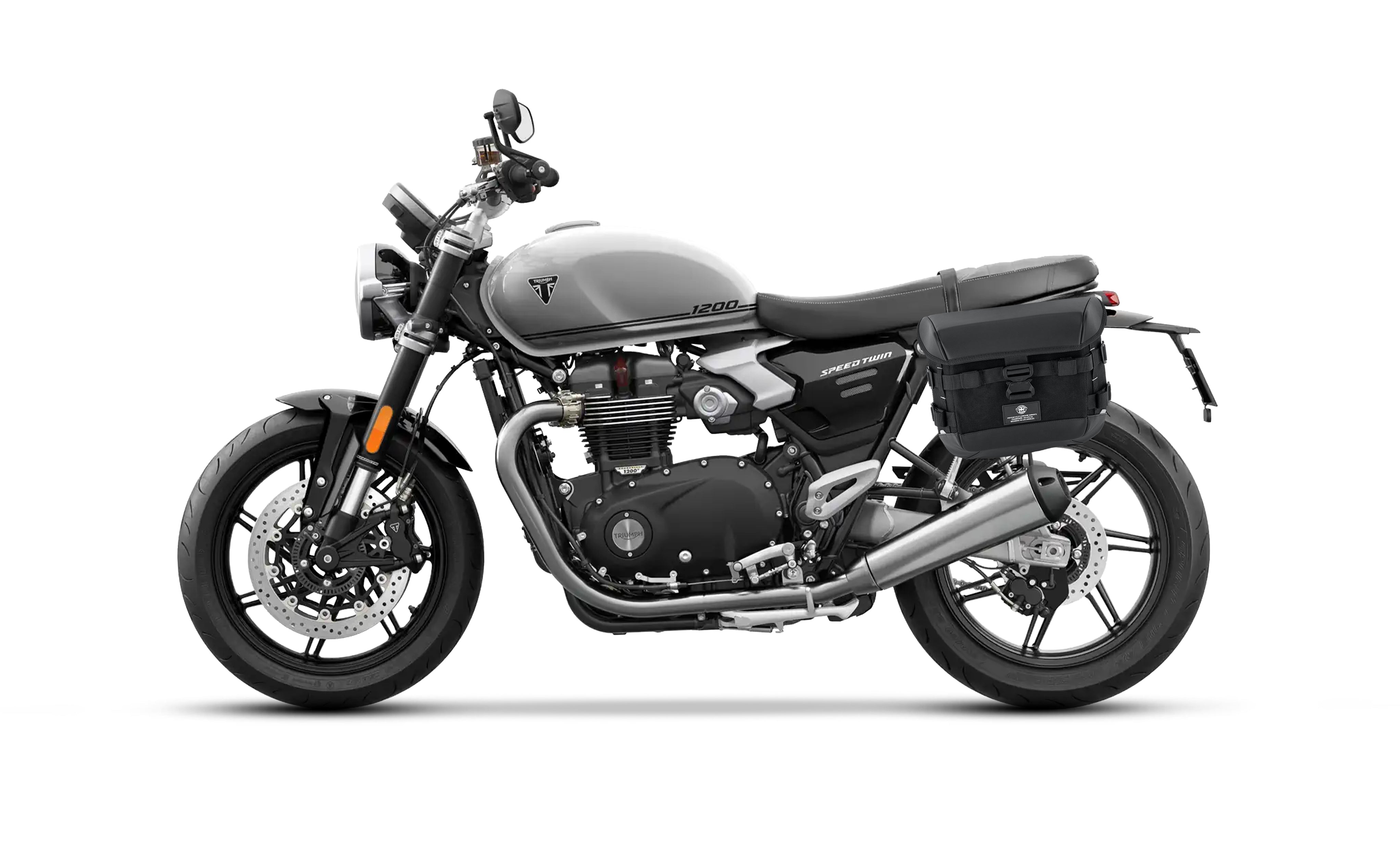 10L - Incognito Quick-Mount Small Triumph Speed Twin 1200 Solo Saddlebag (Left Only) Bag on Bike @expand