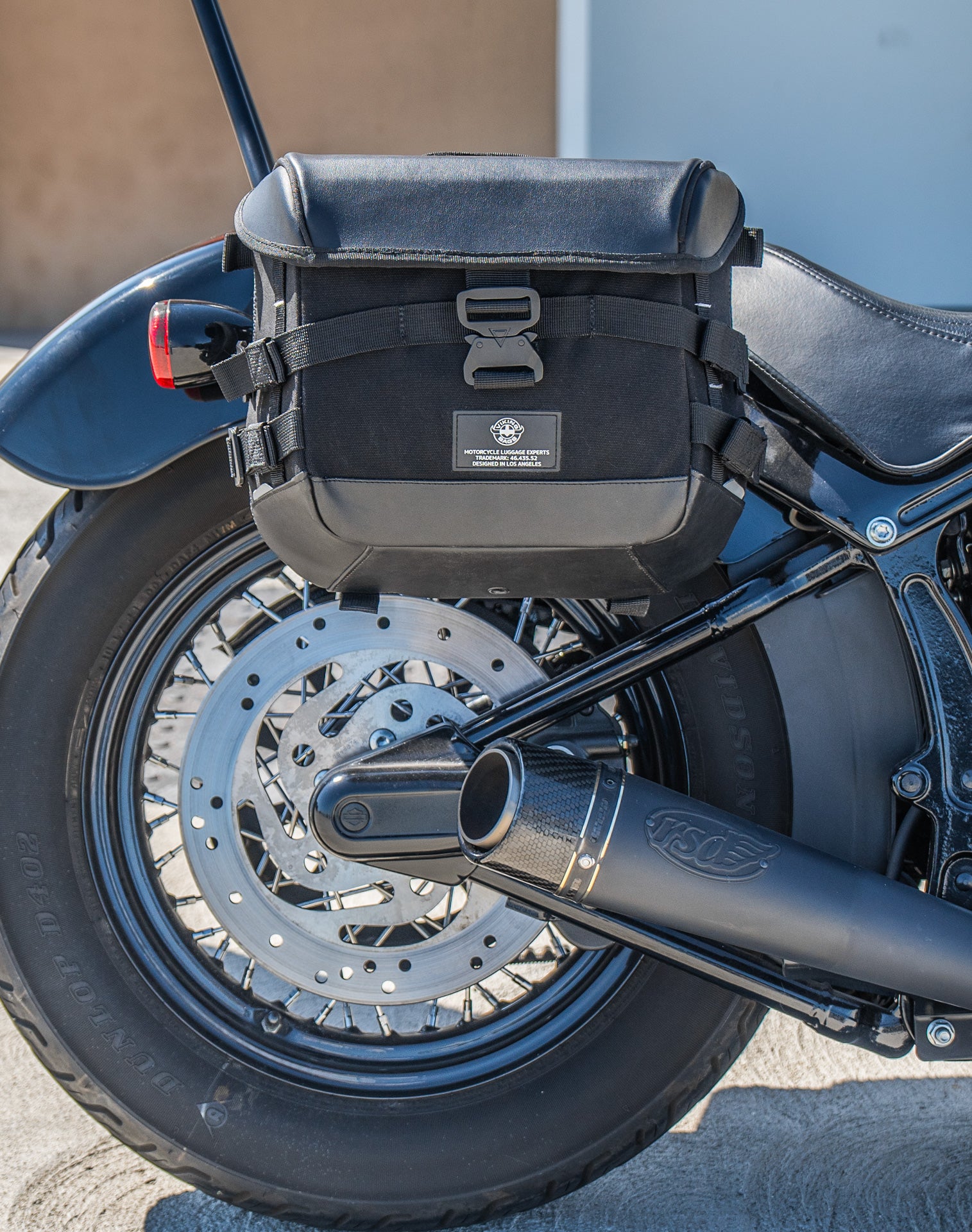 10L - Incognito Quick Mount Small Harley Softail Slim FLS Solo Saddlebag (Right Only) Life style 2