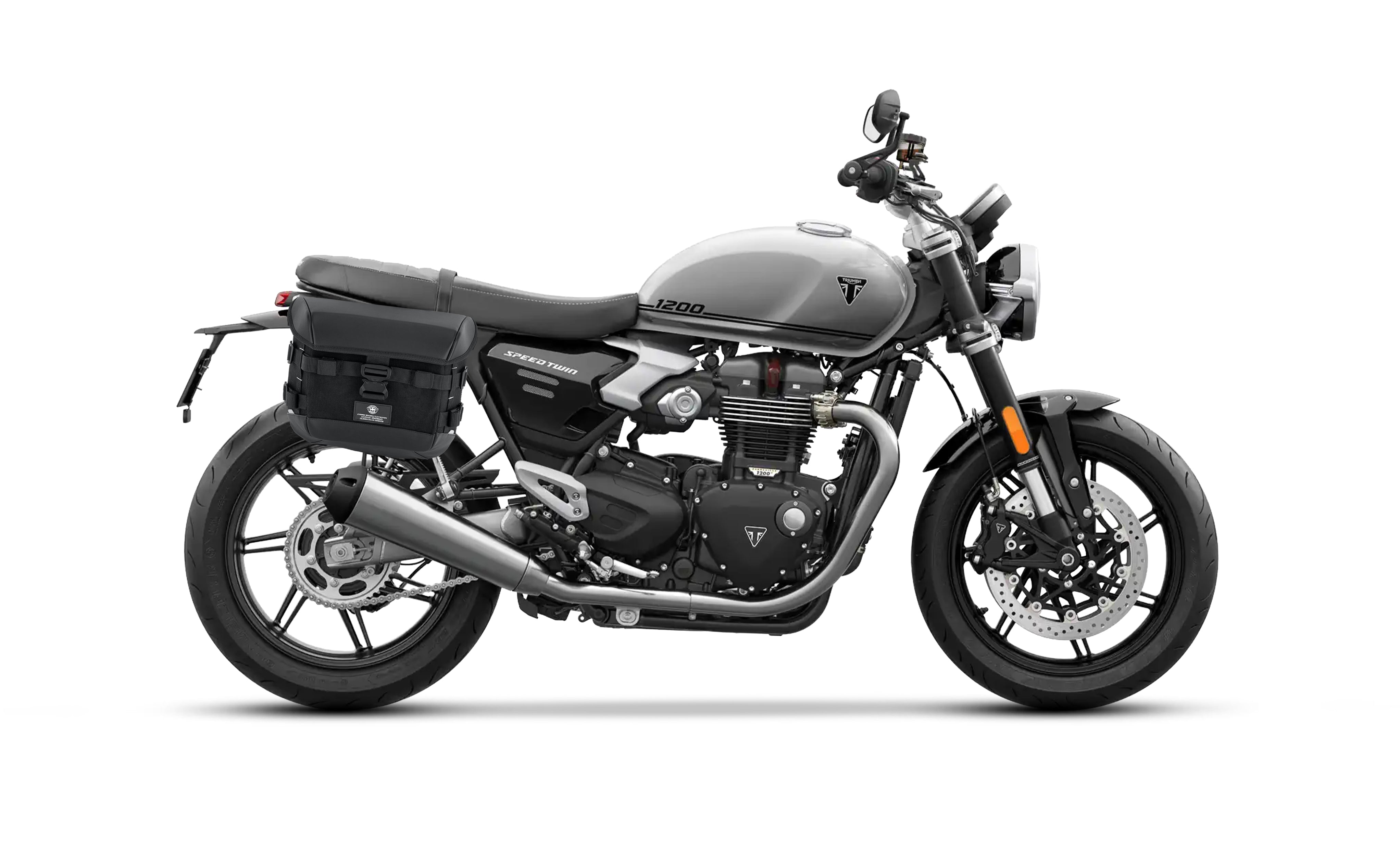 10L - Incognito Quick-Mount Small Triumph Speed Twin 1200 Solo Saddlebag (Right Only) Bag on Bike @expand