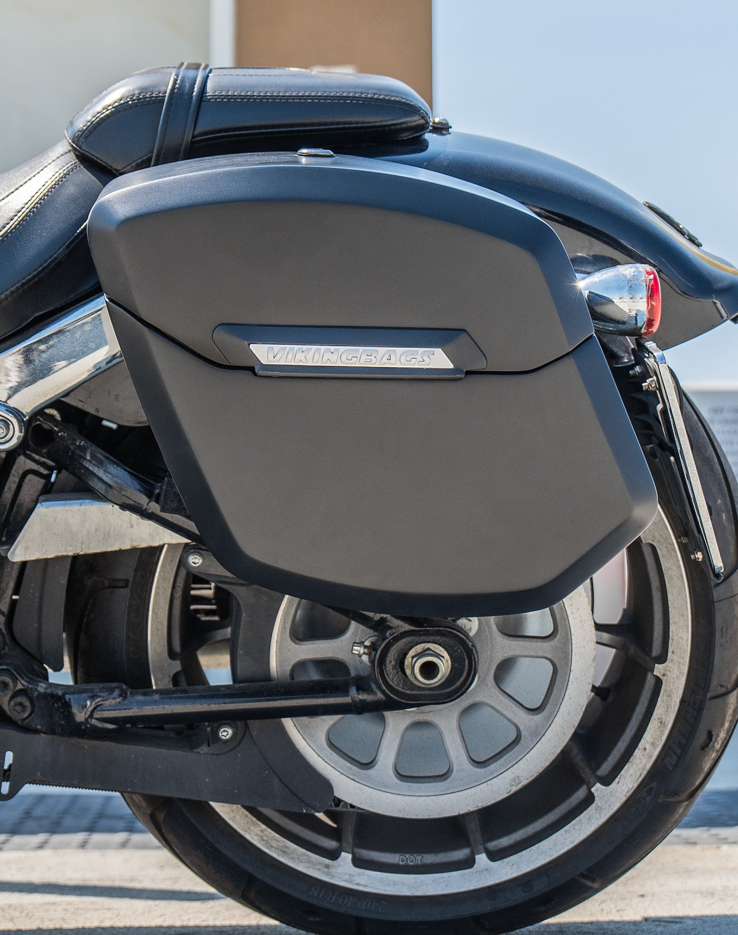 12L - Ironclad Quick Mount Medium Harley Softail Fat Boy FLFB/S Matte Hard Solo Saddlebag (Left Only) Life Style 2