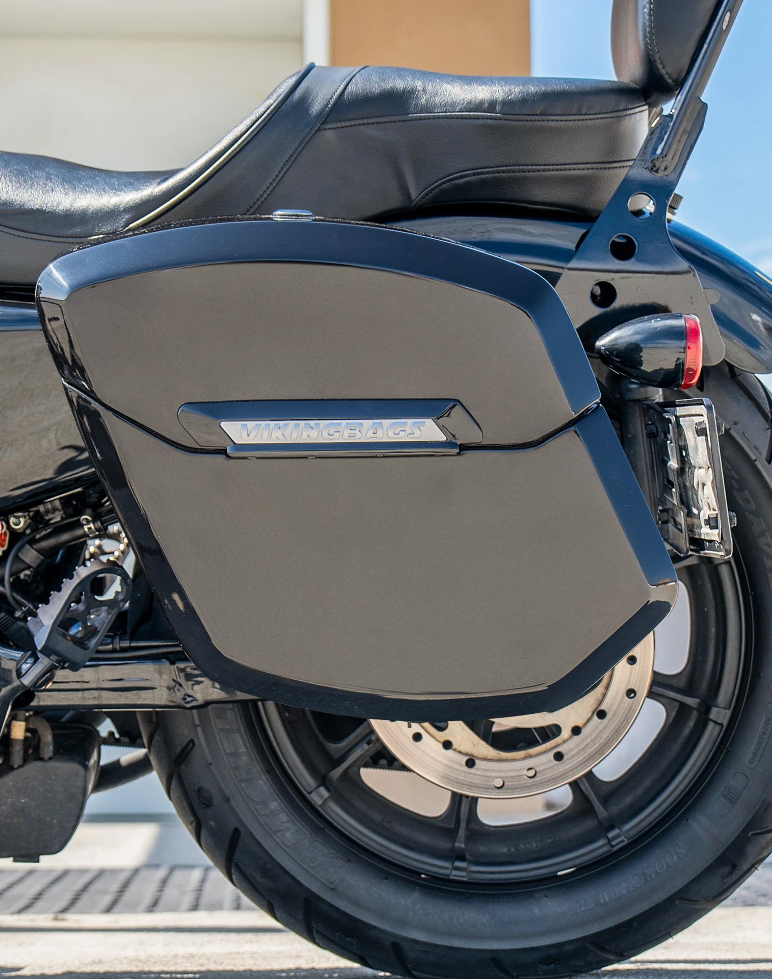 12L - Ironclad Quick Mount Medium Harley Sportster Iron 1200 Painted Hard Solo Saddlebag (Left Only) Lifestyle