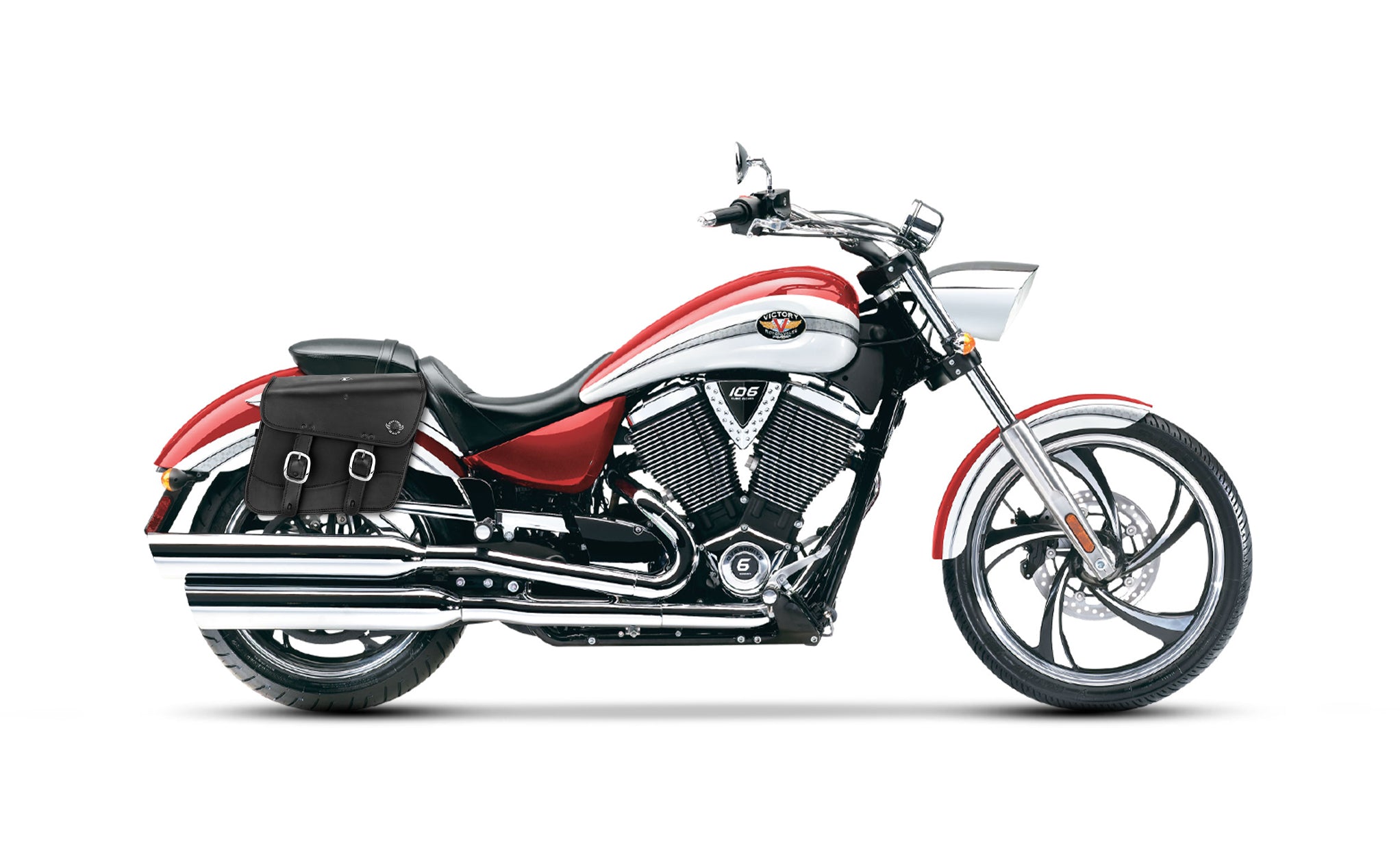 20L - Thor Medium Victory Vegas Leather Motorcycle Saddlebags on Bike Photo @expand