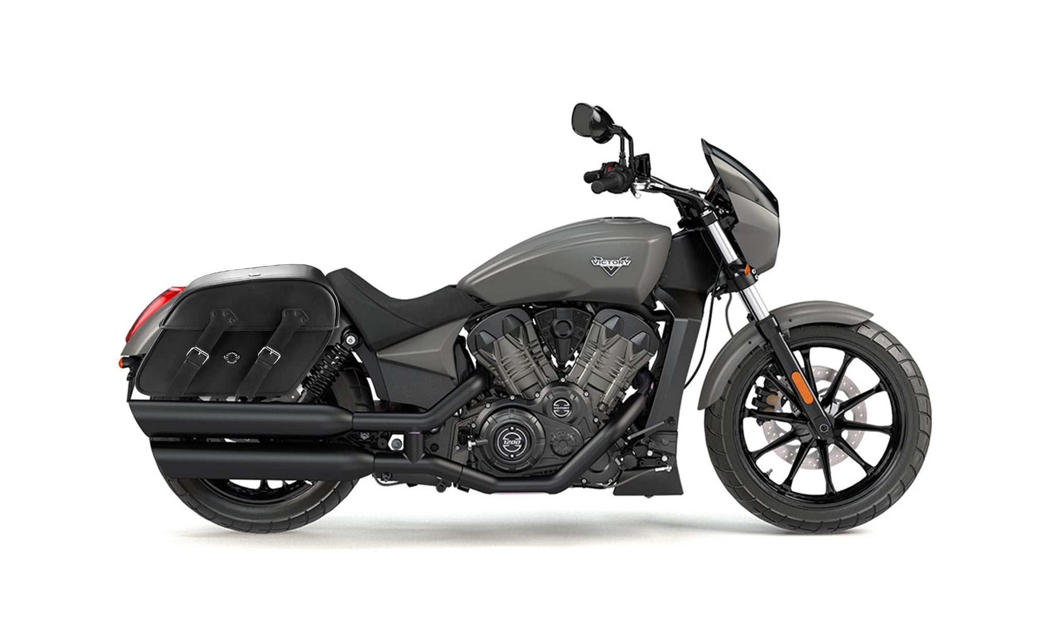32L - Raven Large Victory Octane Motorcycle Leather Saddlebags on  Bike Photo @expand
