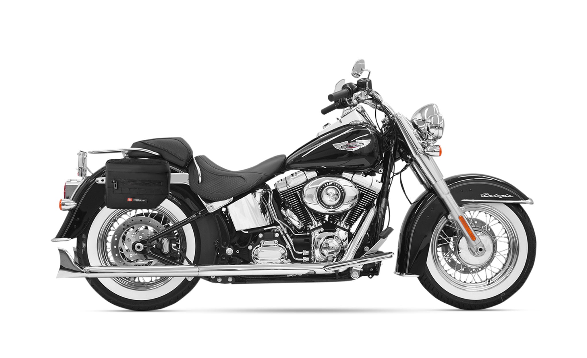 14L - Patriot Small Throw Over Saddlebags for Harley Softail Heritage FLST/I/C/CI on Bike Photo @expand