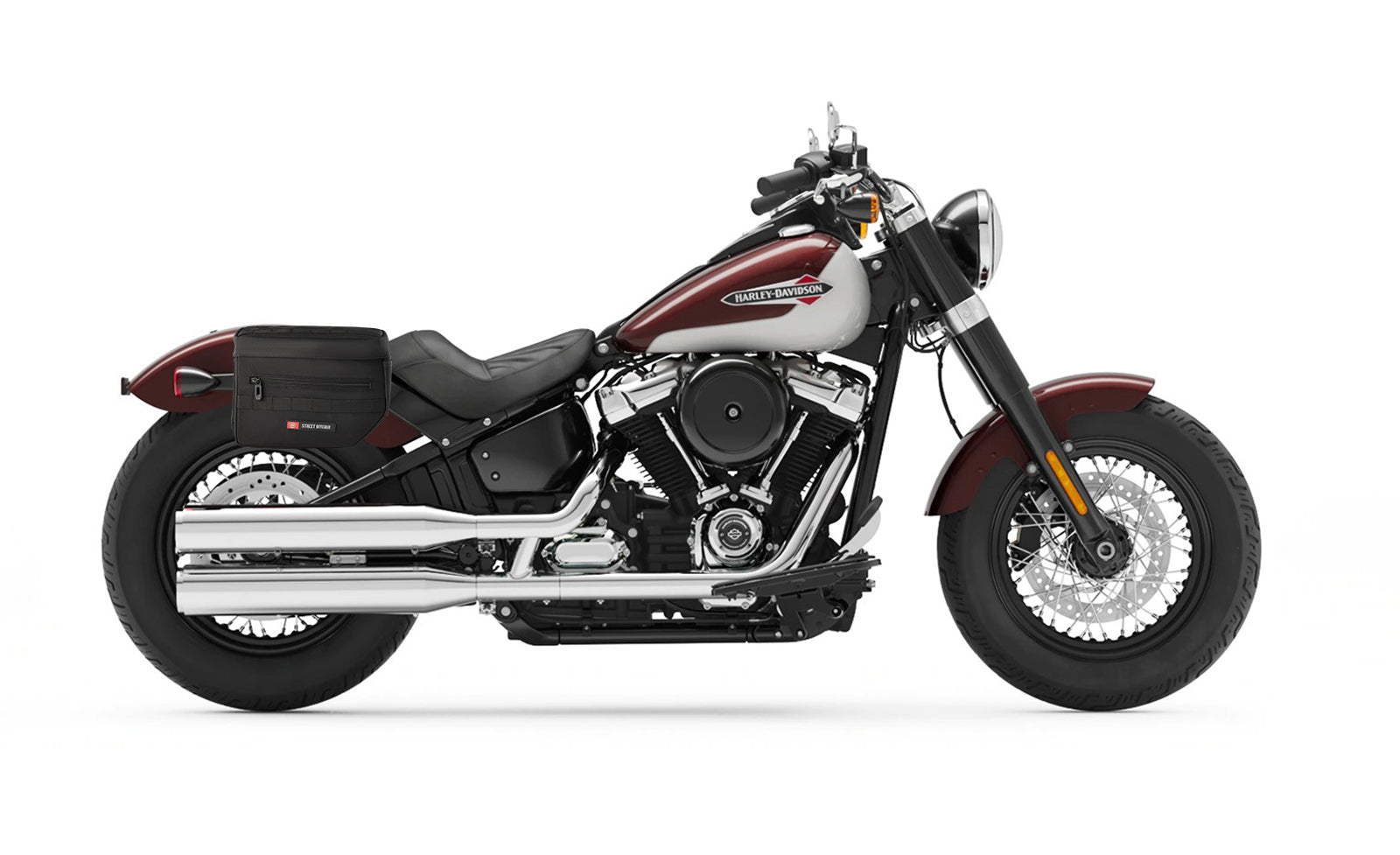 14L - Patriot Small Throw Over Saddlebags for Harley Softail Slim FLSL on Bike Photo @expand