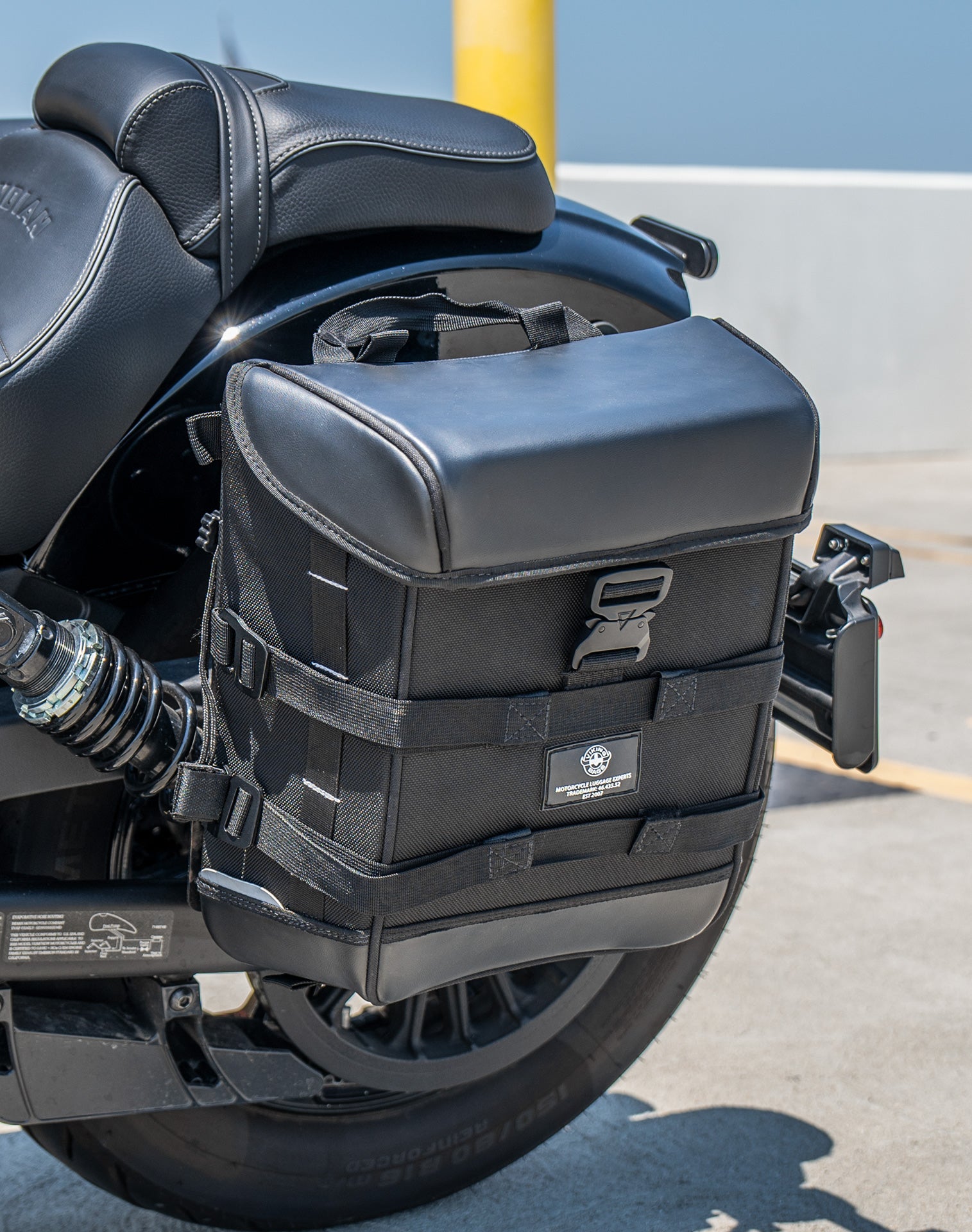 15L - Incognito Quick-Mount Medium Indian 101 Scout Solo Saddlebag (Left Only) Life Style 3