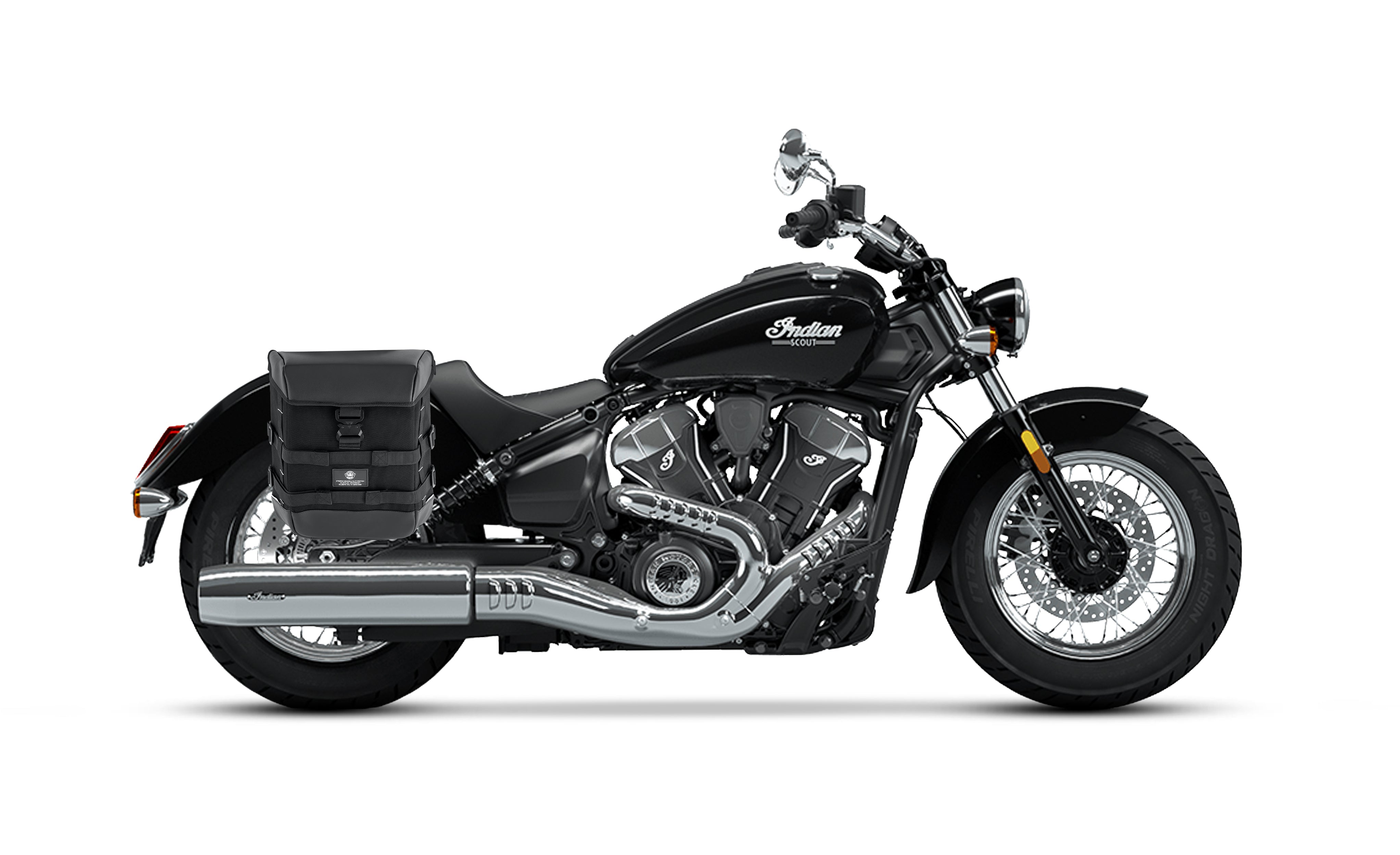 15L - Incognito Quick-Mount Medium Indian Scout Classic Solo Saddlebag (Right Only) Bag on Bike @expand