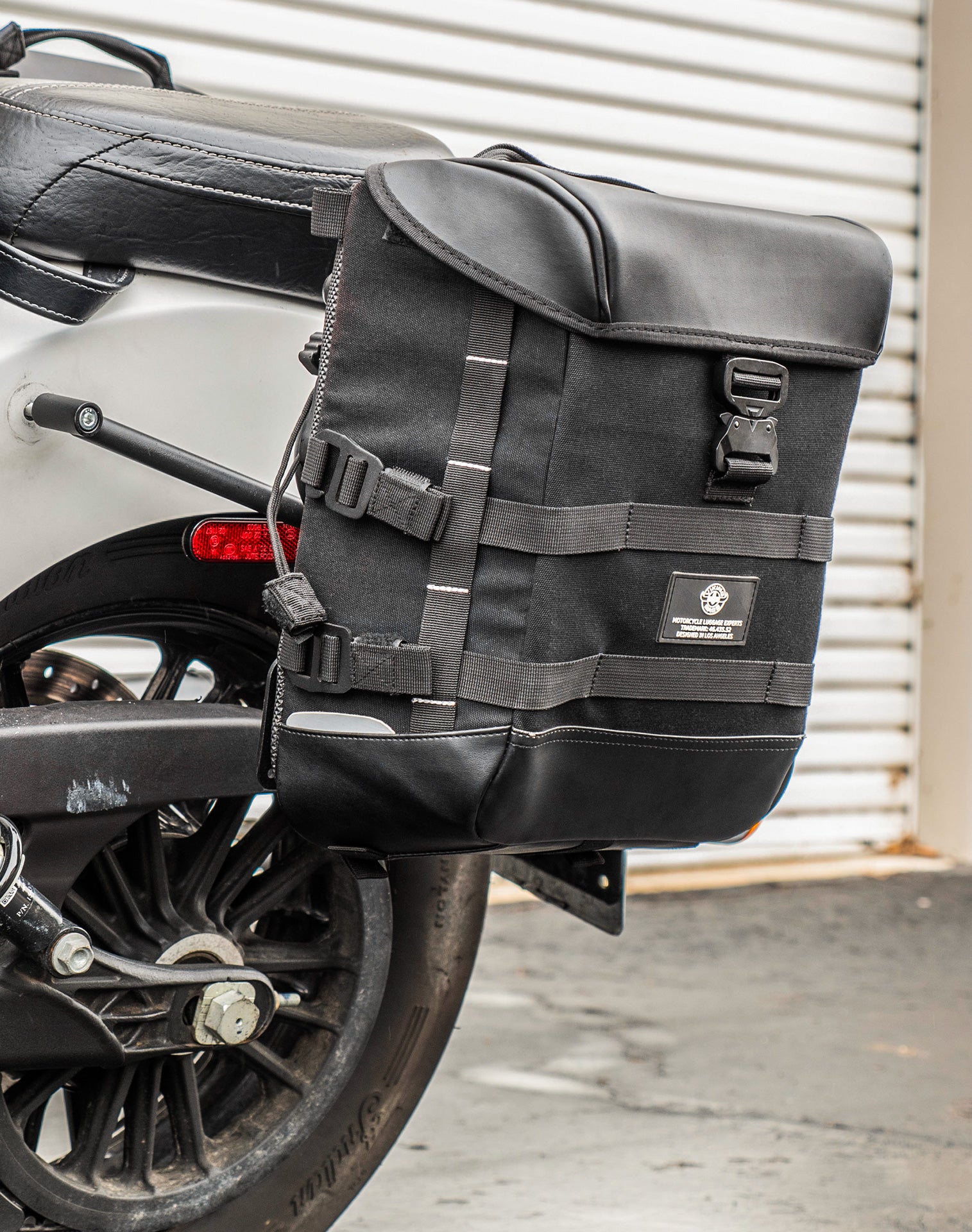 15L - Incognito Quick-Mount Medium Indian Scout Classic Solo Saddlebag (Left Only) Lifestyle