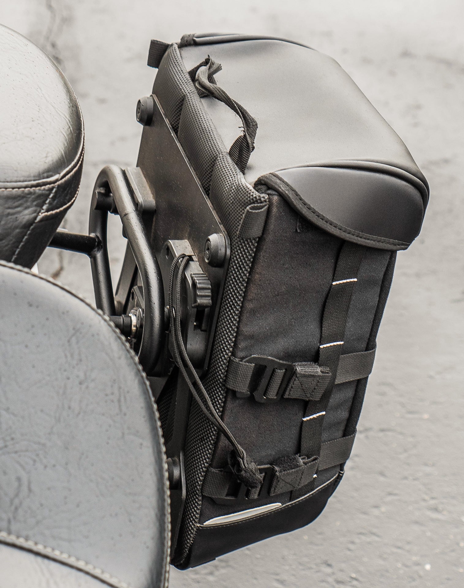 15L - Incognito Quick-Mount Medium Indian Scout Sixty Classic Solo Saddlebag (Left Only) Lifestyle