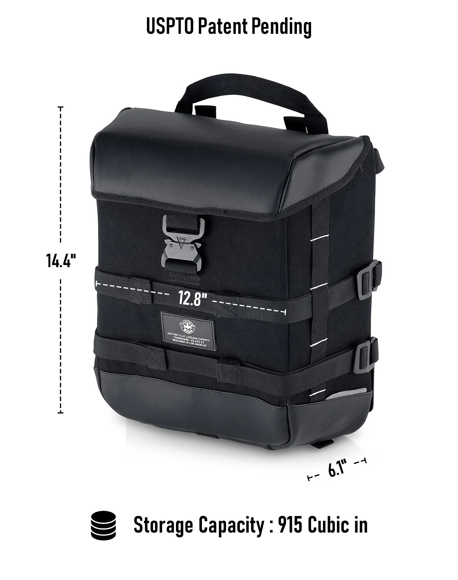 15L - Incognito Quick-Mount Medium Indian Sport Scout Sixty Solo Saddlebag (Left Only) Storage Capacity